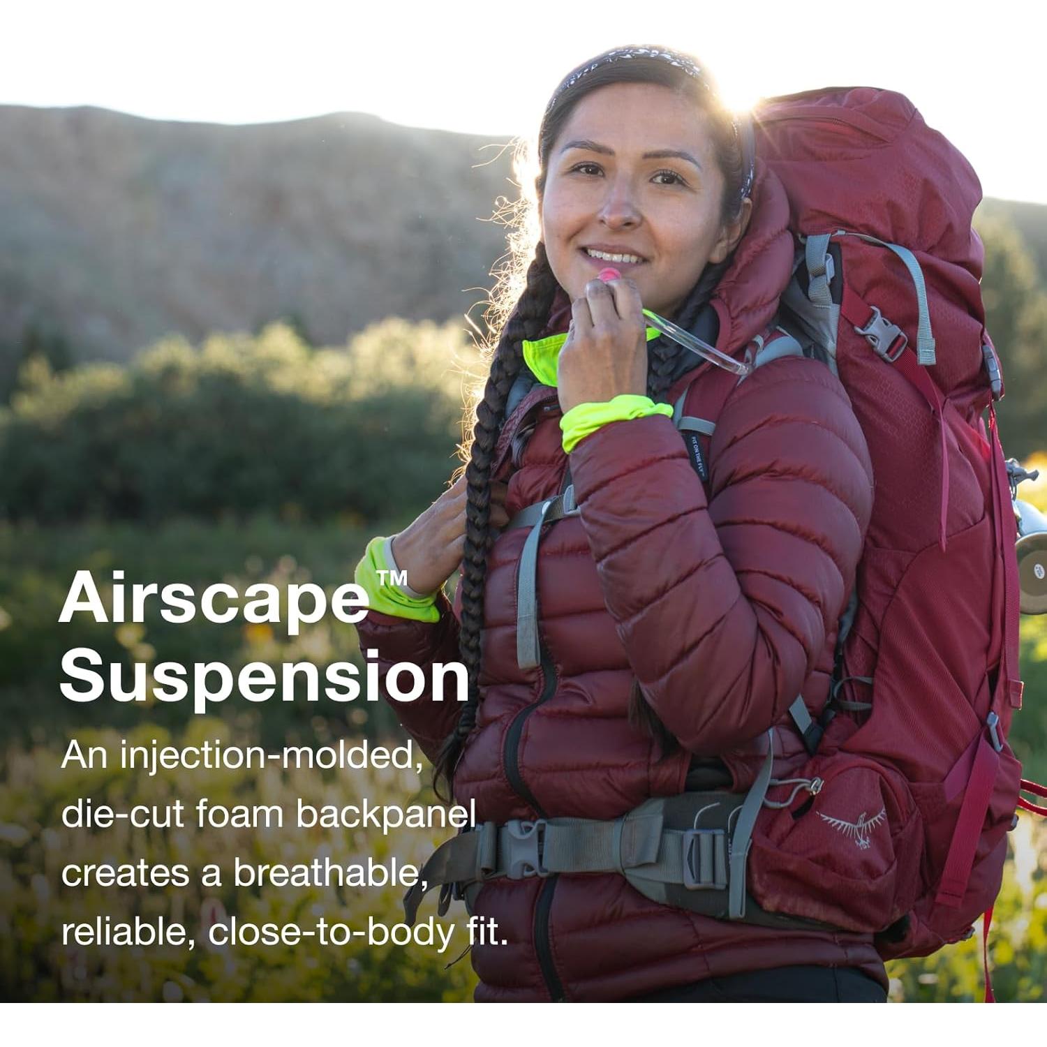 Mochila de Senderismo Osprey Ariel 65L para Mujeres Rojo Cereza