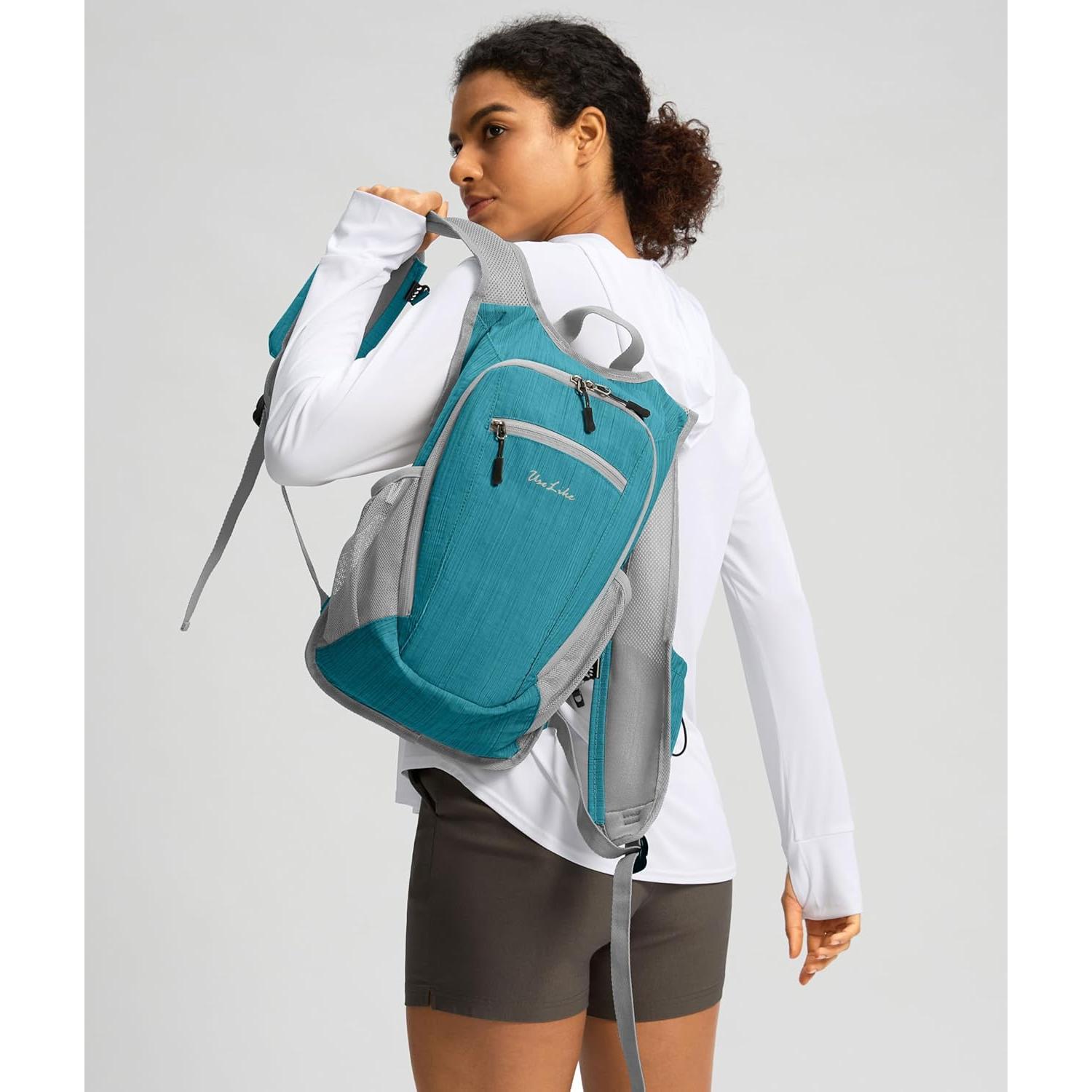 Mochila de Senderismo Plegable 10L Nylon Resistente al Agua Azul Teal