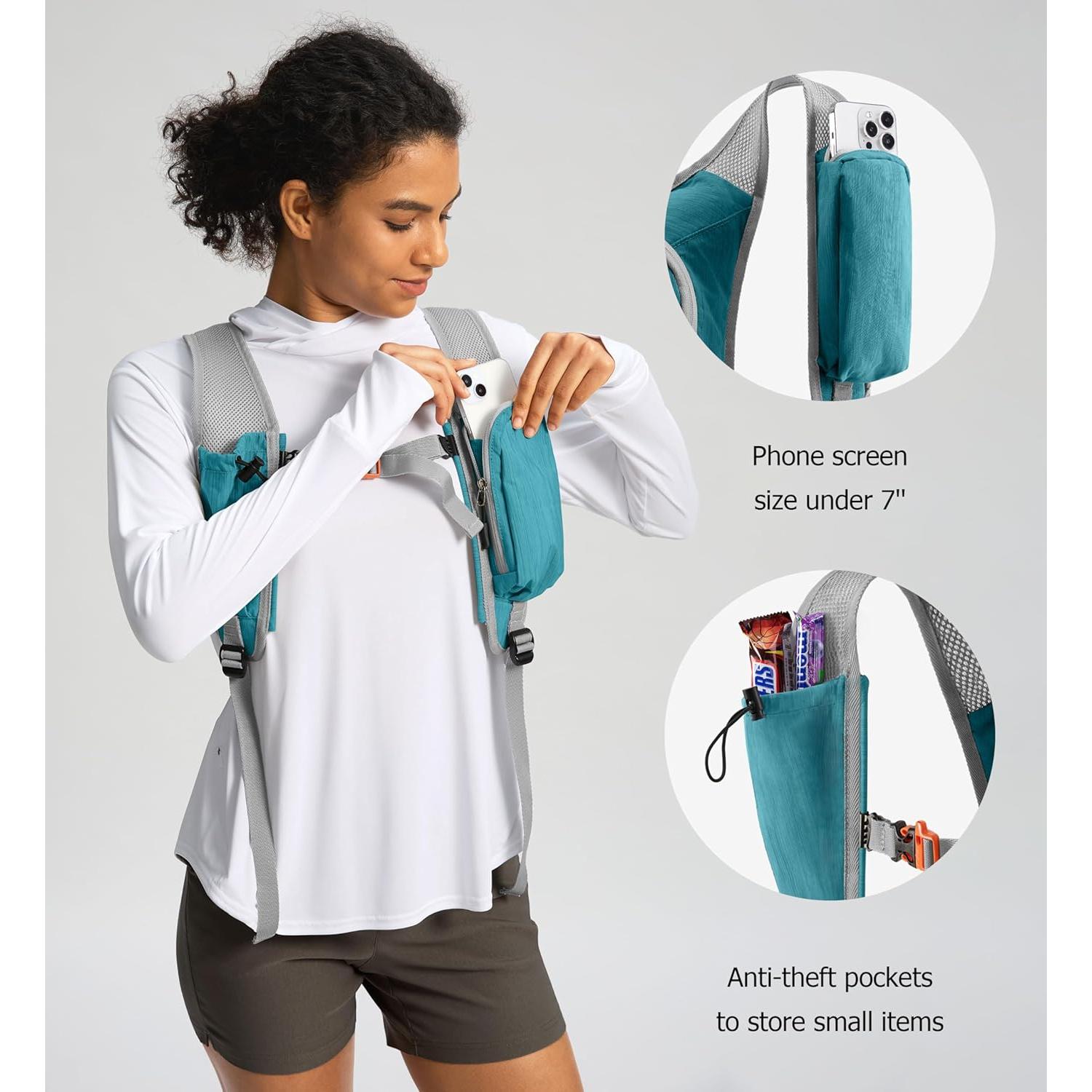 Mochila de Senderismo Plegable 10L Nylon Resistente al Agua Azul Teal