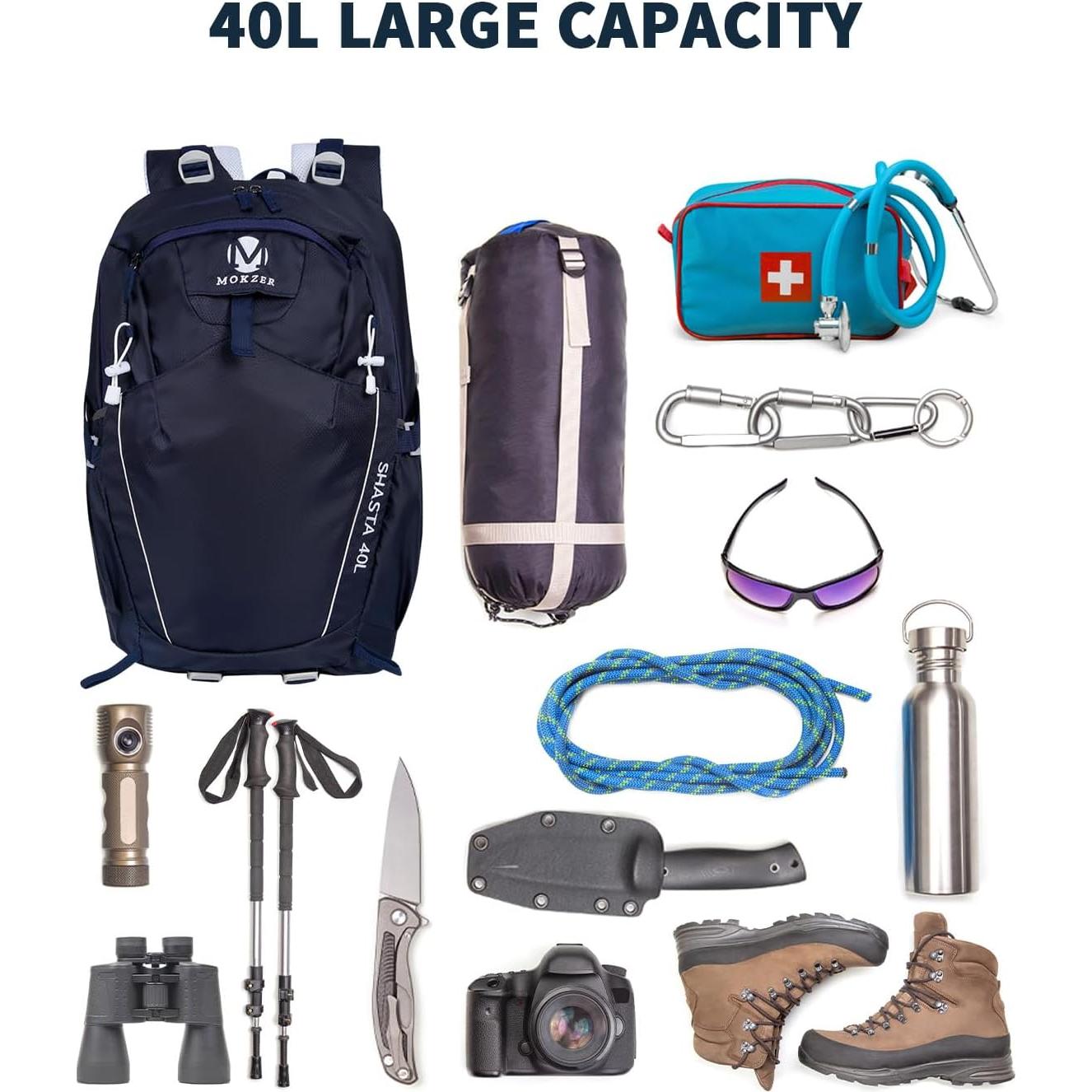 Hiking Backpack 40L Lightweight Waterproof Daypack for Men Women Outdoor Camping Mountaineering Trekking Travel Bag