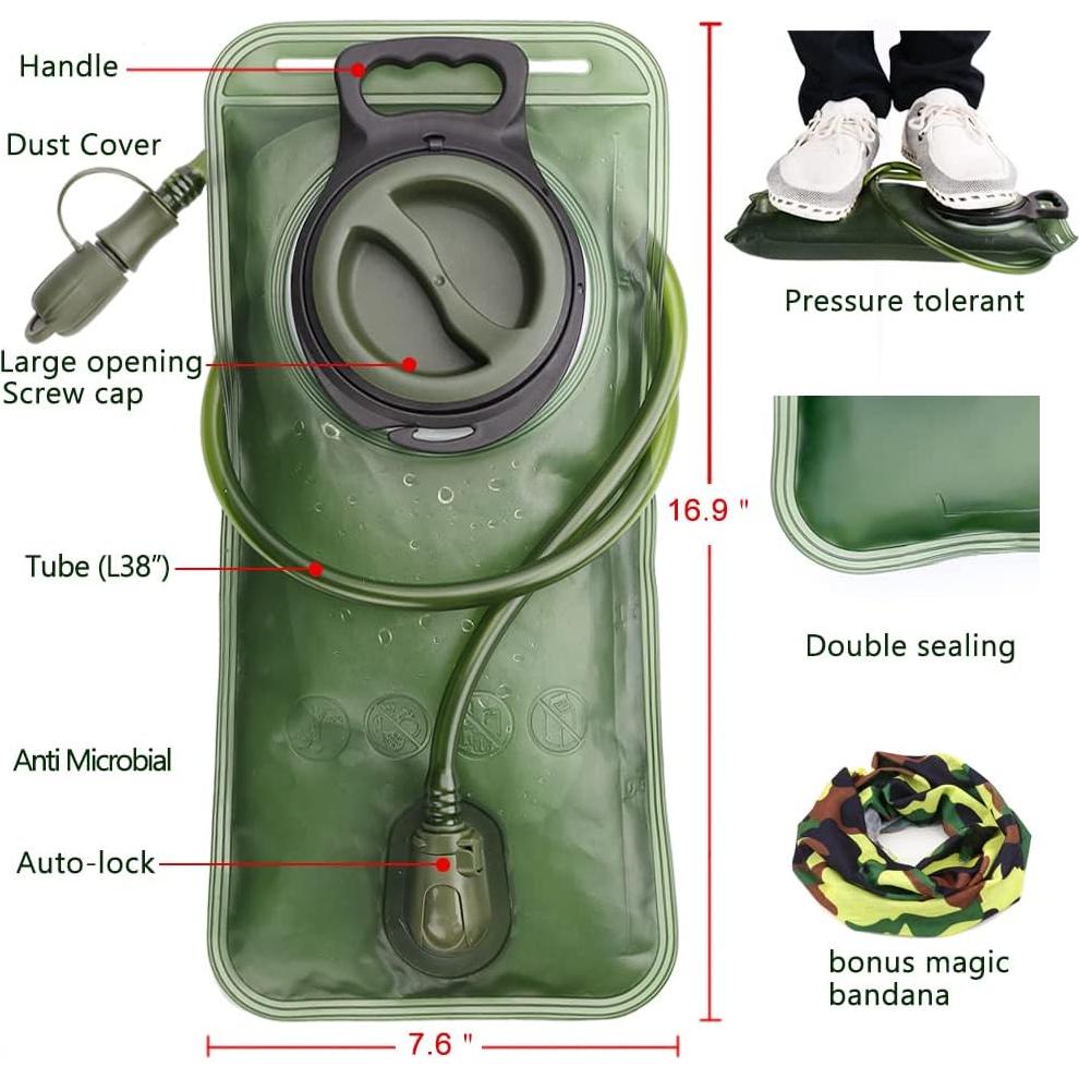 Hydration Bladder, 1.5-2-3L Water Bladder for Hiking Backpack, BPA-Free Leak Proof Water Reservoir Storage Bag, Water Pouch Hydration Pack for Camping Cycling Running