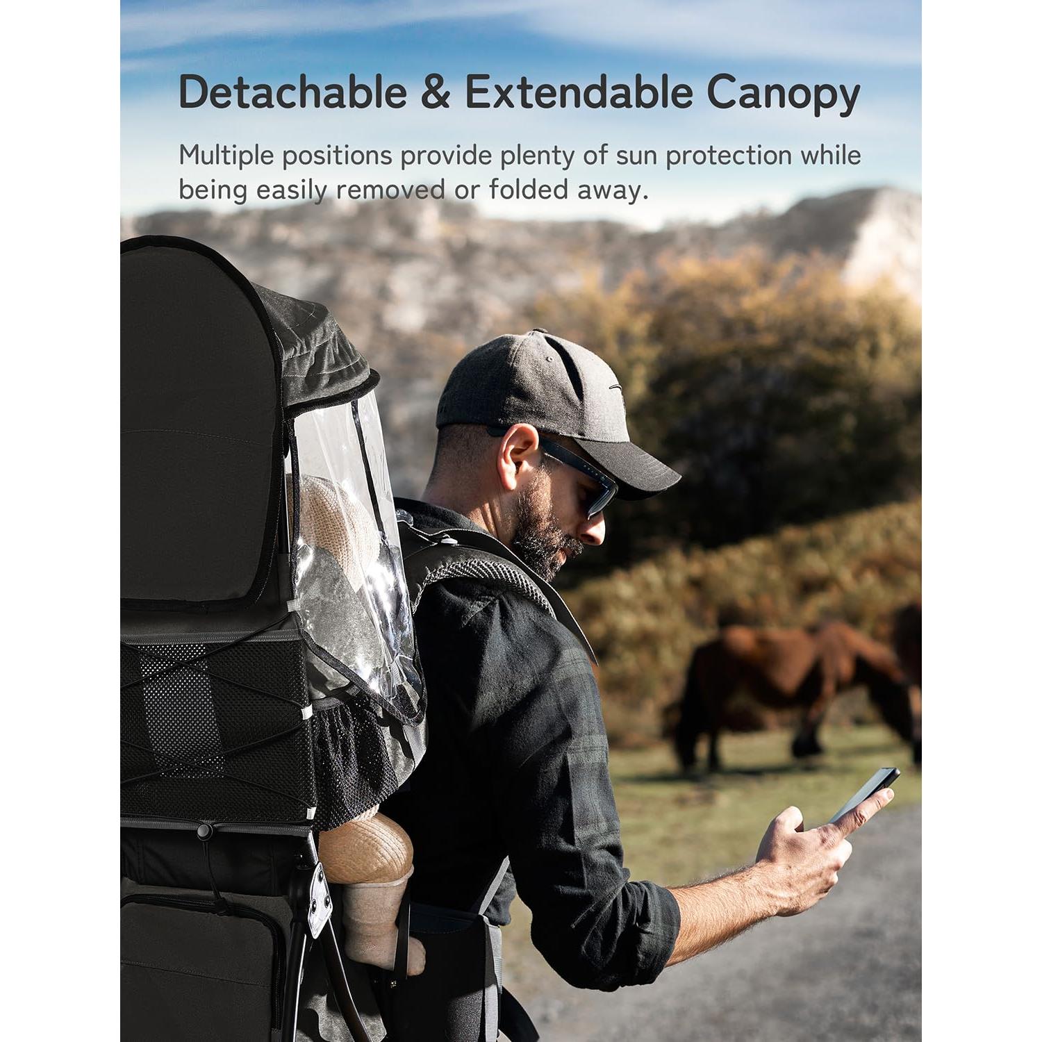 Mochila Portabebés Besrey Negra para Senderismo con Asiento Ajustable