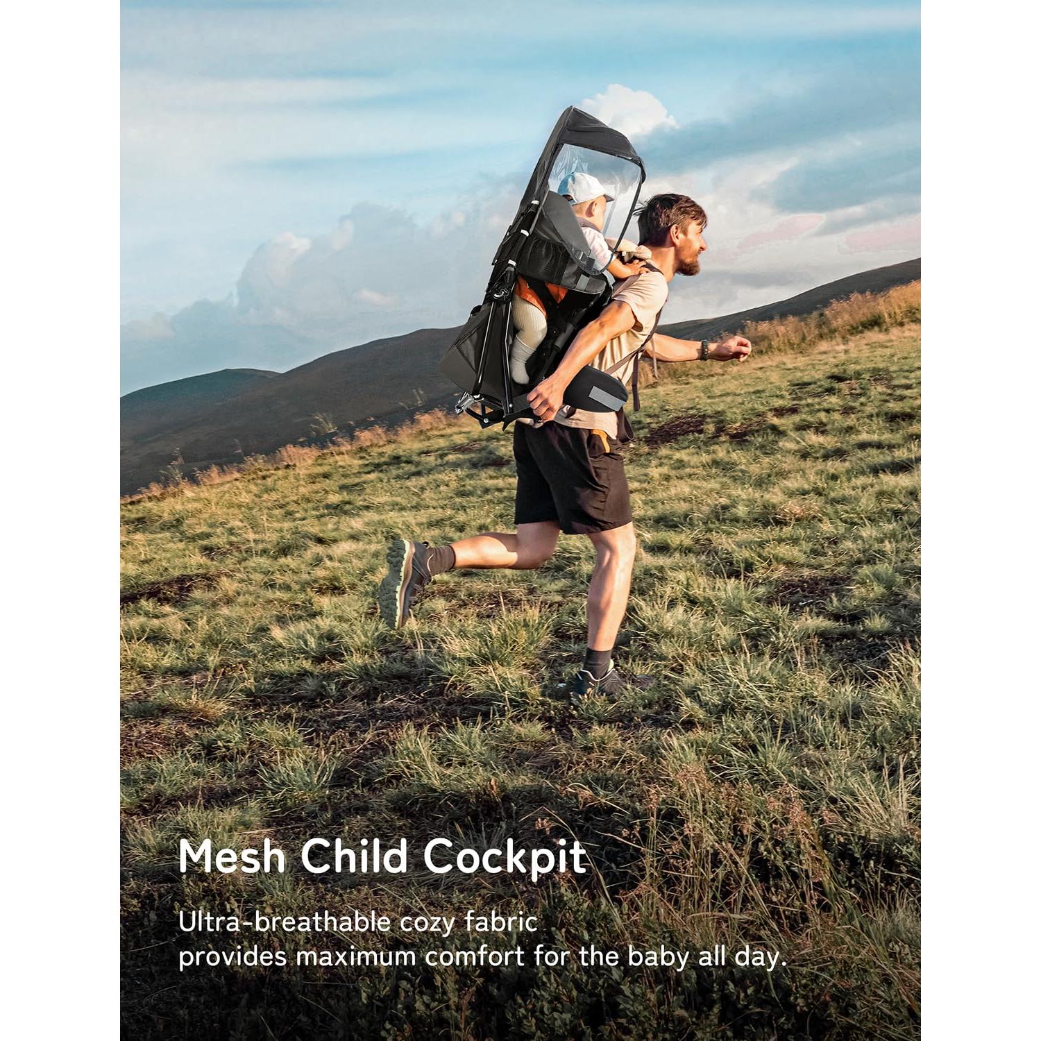 Mochila Portabebés Besrey Negra para Senderismo con Asiento Ajustable