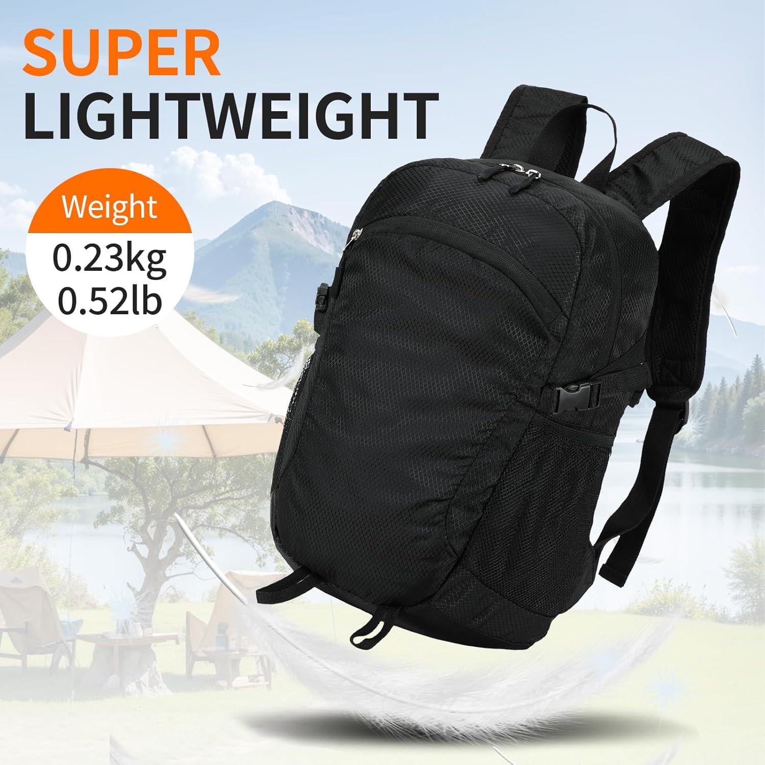 Mochila de Senderismo Impermeable SFIUYDS 15L Plegable Negra