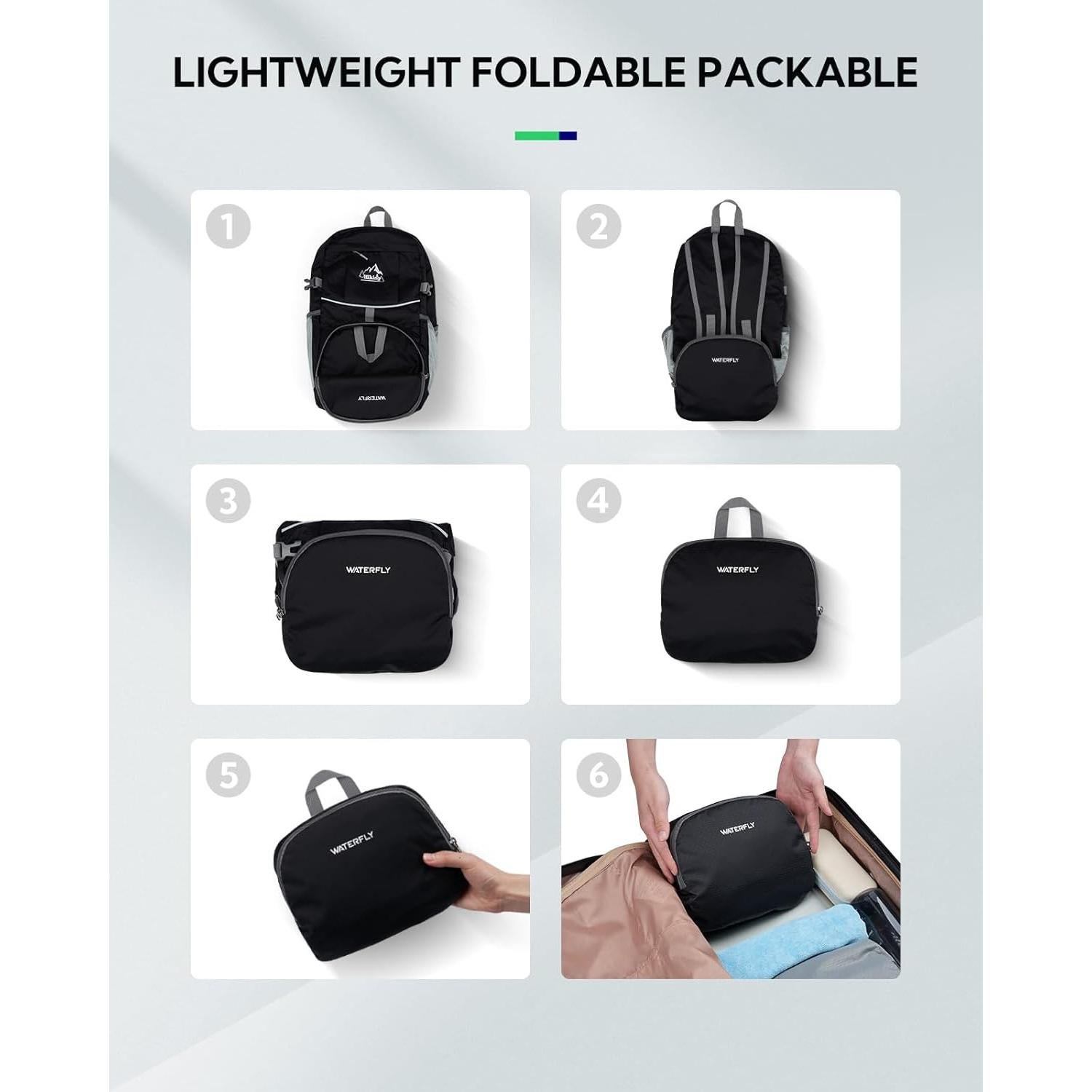 Mochila de Senderismo Plegable WATERFLY 25L Impermeable