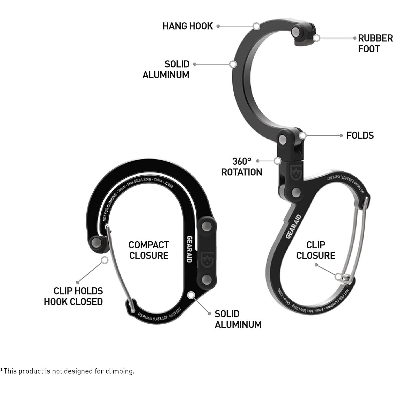 Clip y Gancho Heroclip GEAR AID Pequeño 22.68 kg Aluminio