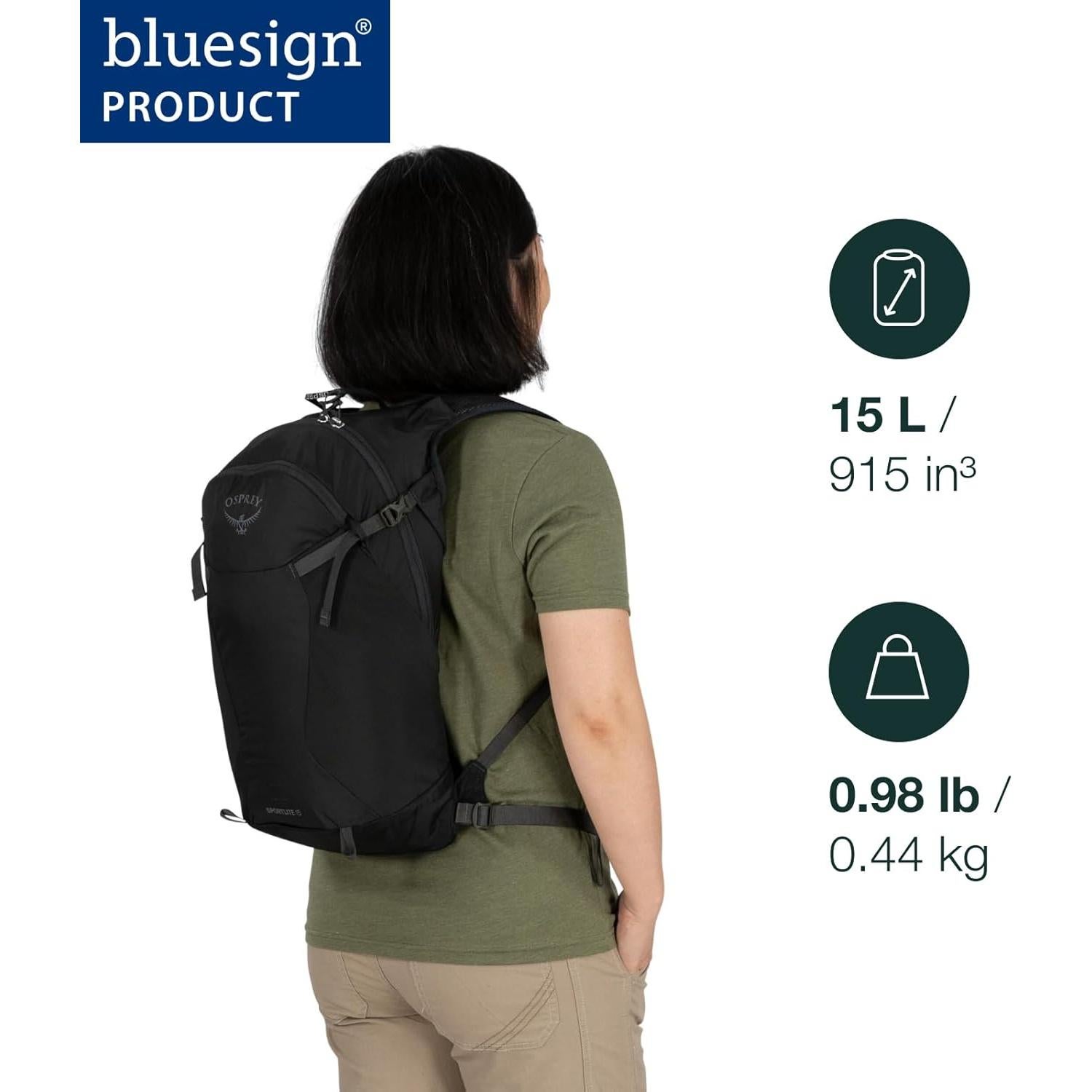 Osprey Sportlite 15L Unisex Hiking Backpack, Pine Leaf Green