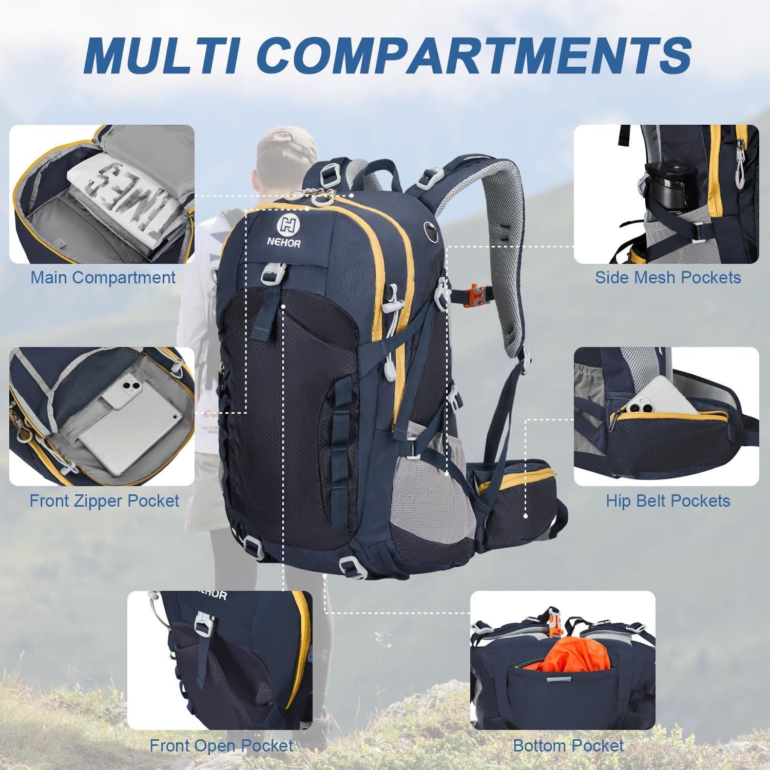 Mochila de Senderismo NEHOR 40L Resistente al Agua Azul