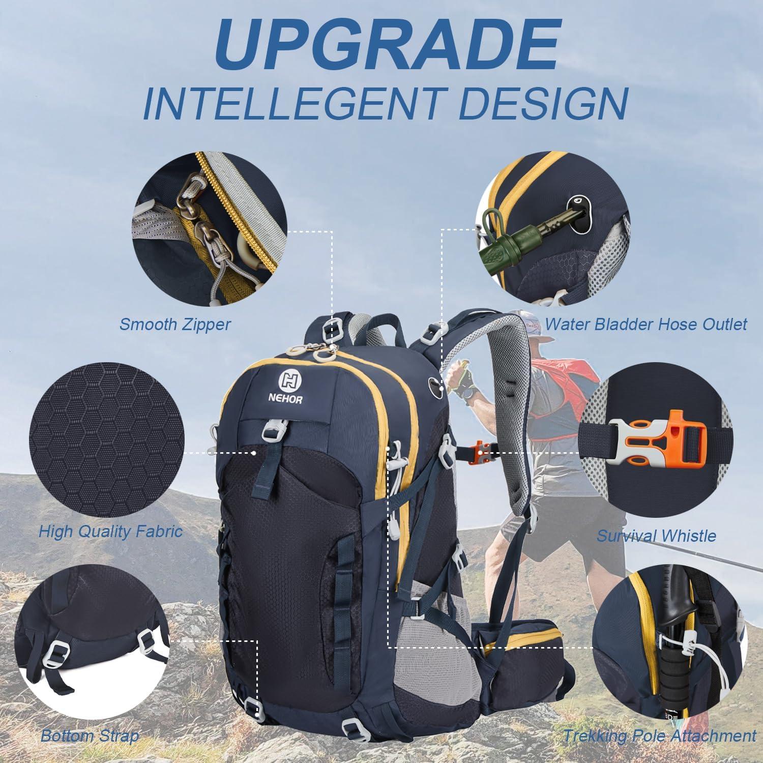 Mochila de Senderismo NEHOR 40L Resistente al Agua Azul