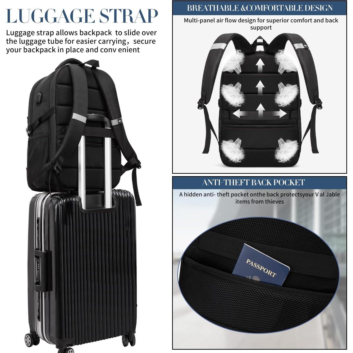 Mochila Extra Grande PUSLOM 55L para Laptop 18.4" Negra