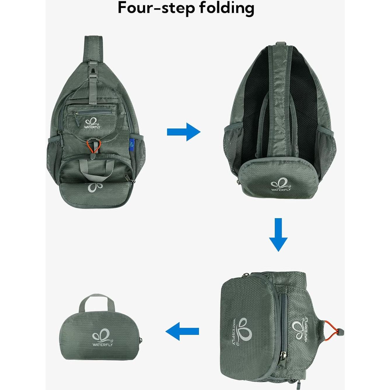 Mochila Cruzada Plegable WATERFLY Gris 6L para Senderismo