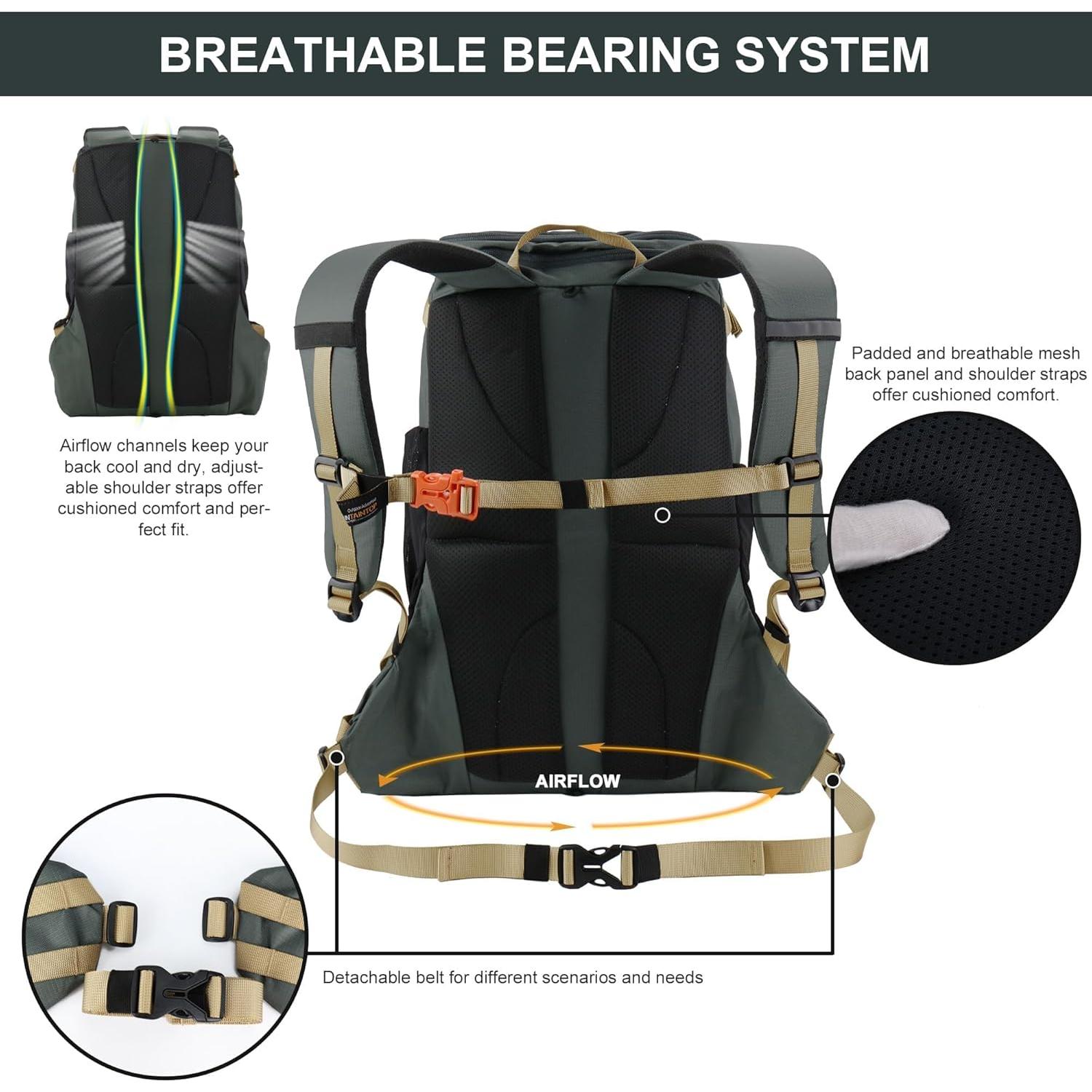 Mochila de Senderismo MOUNTAINTOP 35L Unisex Gris