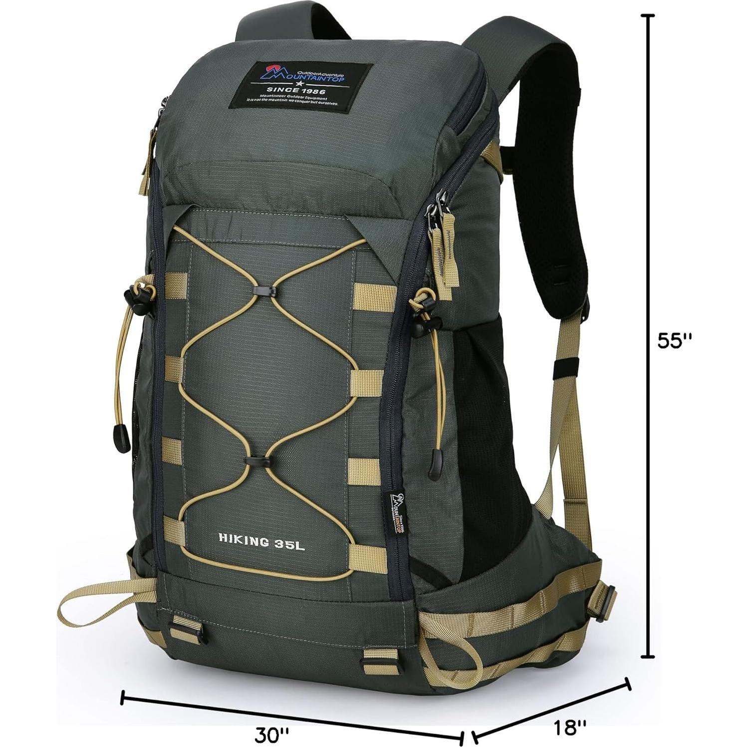 Mochila de Senderismo MOUNTAINTOP 35L Unisex Gris