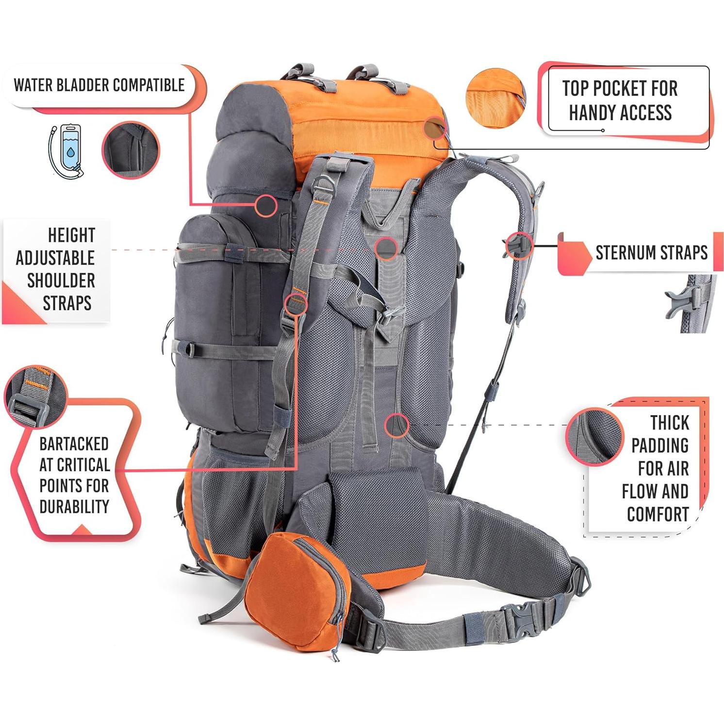 Mochila Tripole Walker 55L Unisex con Funda para Lluvia