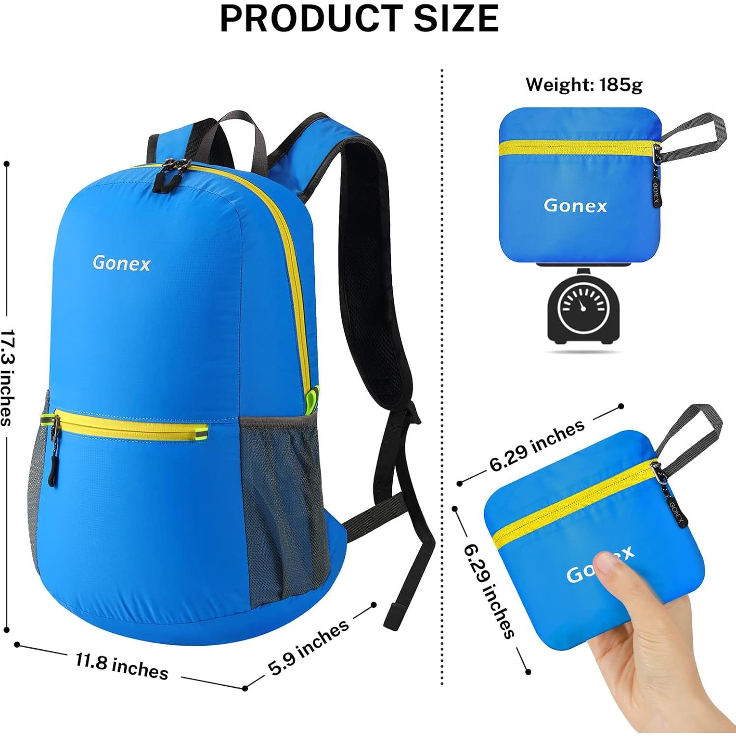 Mochila Gonex Ultra Ligera Plegable 20L Azul para Camping