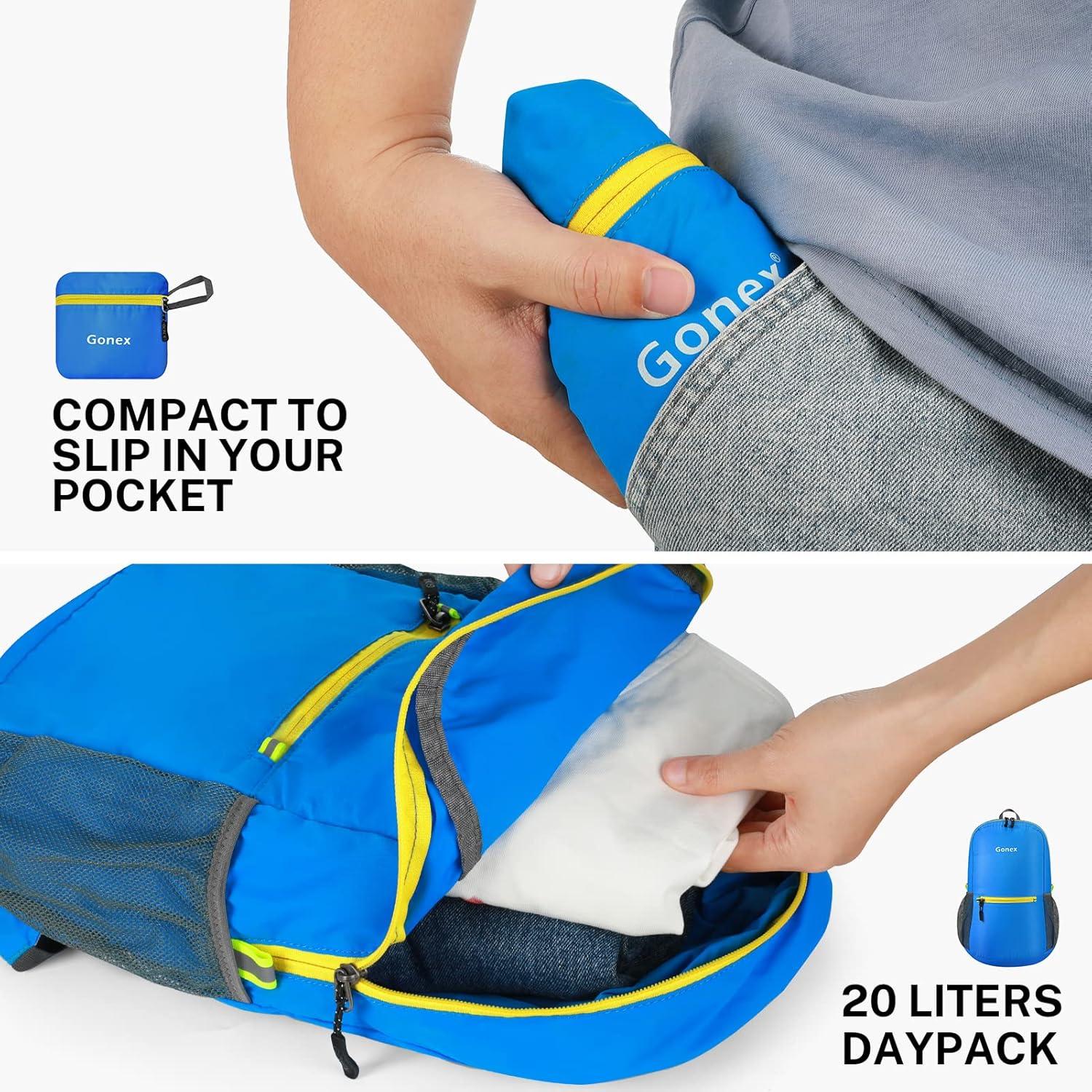 Mochila Gonex Ultra Ligera Plegable 20L Azul para Camping