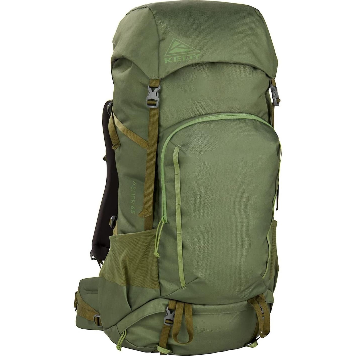 Kelty Asher Day Hiking Pack, 18-85 Liter Capacity, Hiking, Backpacking, Travel Pack, Internal Frame 2023 Model (65L Winter Moss)