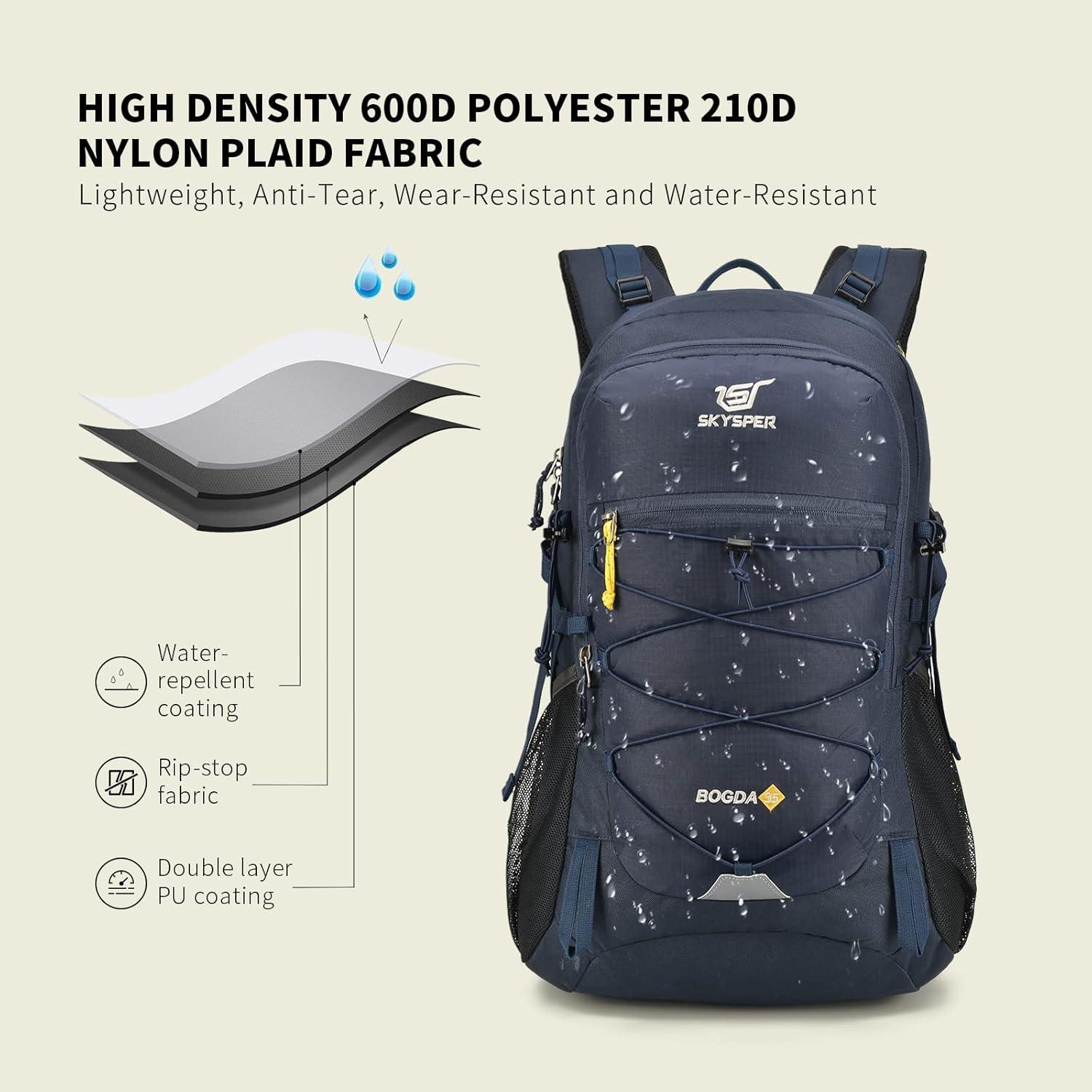 Mochila de Senderismo SKYSPER 35L Impermeable Unisex Azul Marino