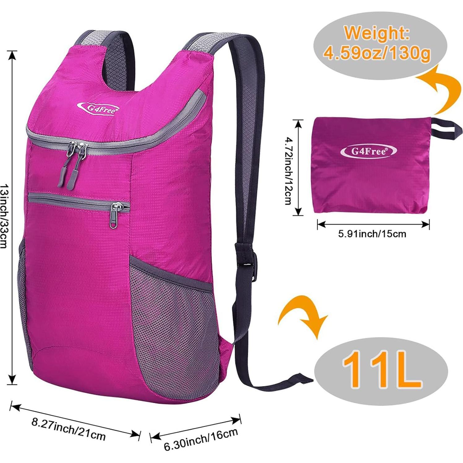 Mochila de Senderismo Plegable G4Free 11L Rosa Unisex