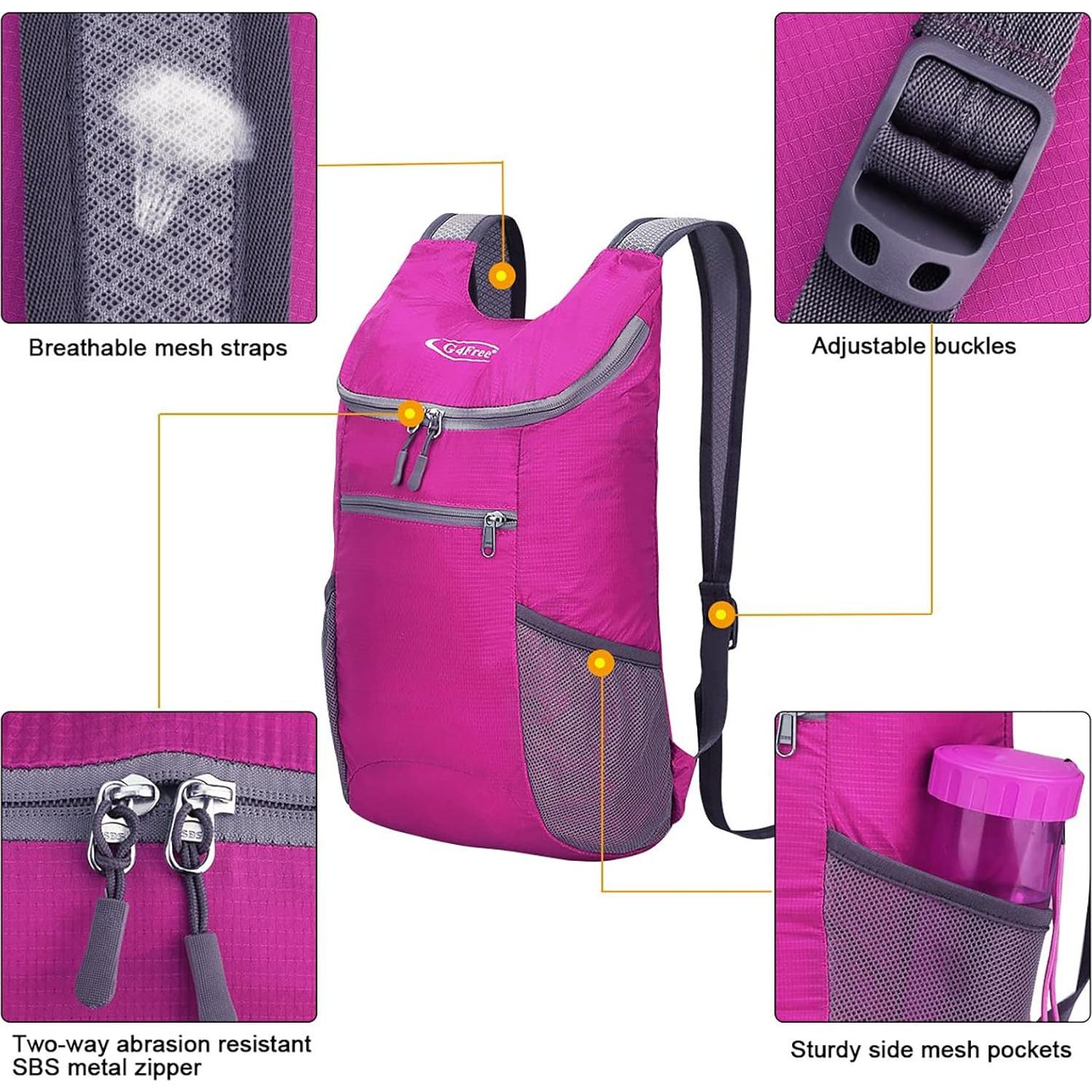 Mochila de Senderismo Plegable G4Free 11L Rosa Unisex