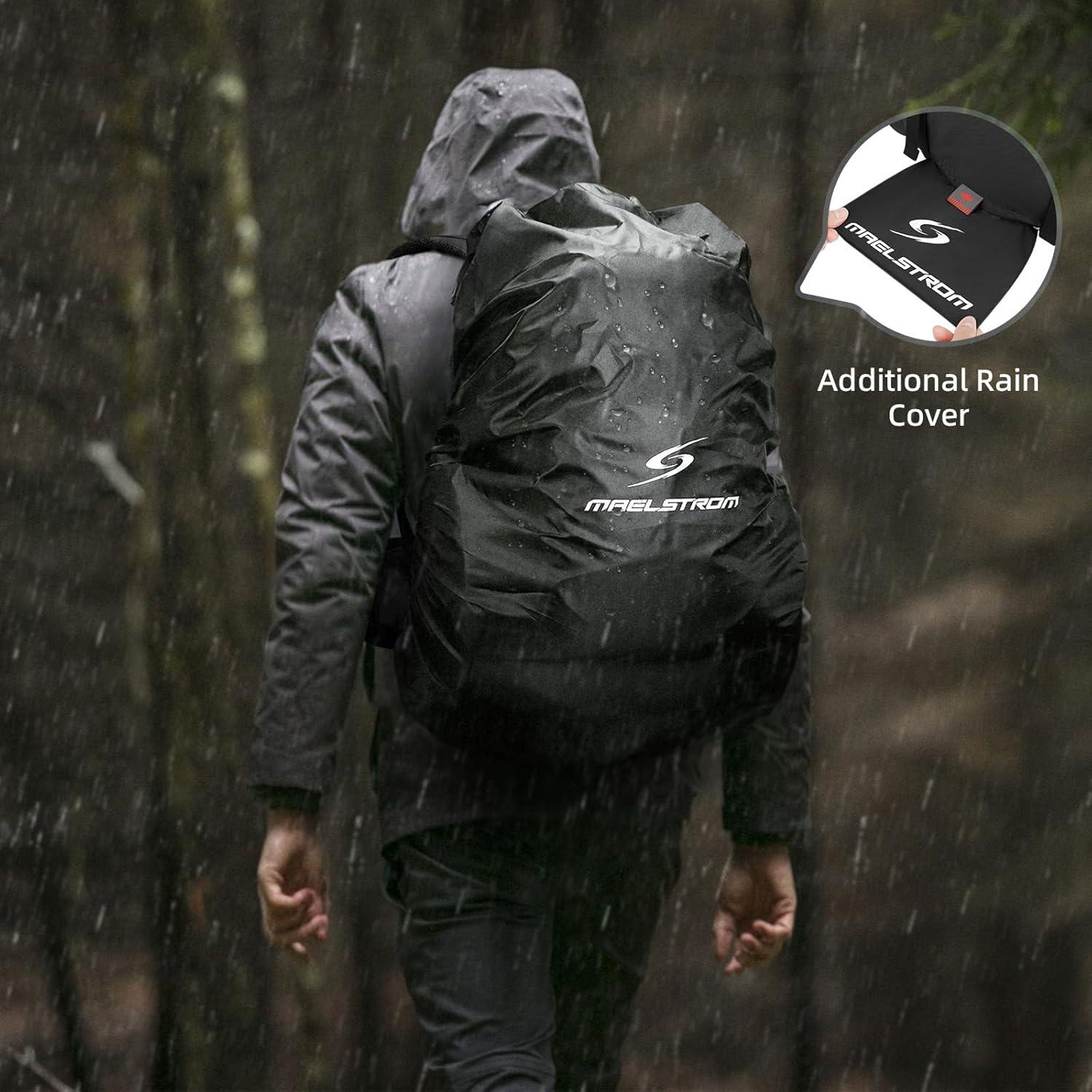 Hiking Backpack, 40L Waterproof Camping Daypack for Men and Women, Lightweight Travel Pack with Rain Cover-Black