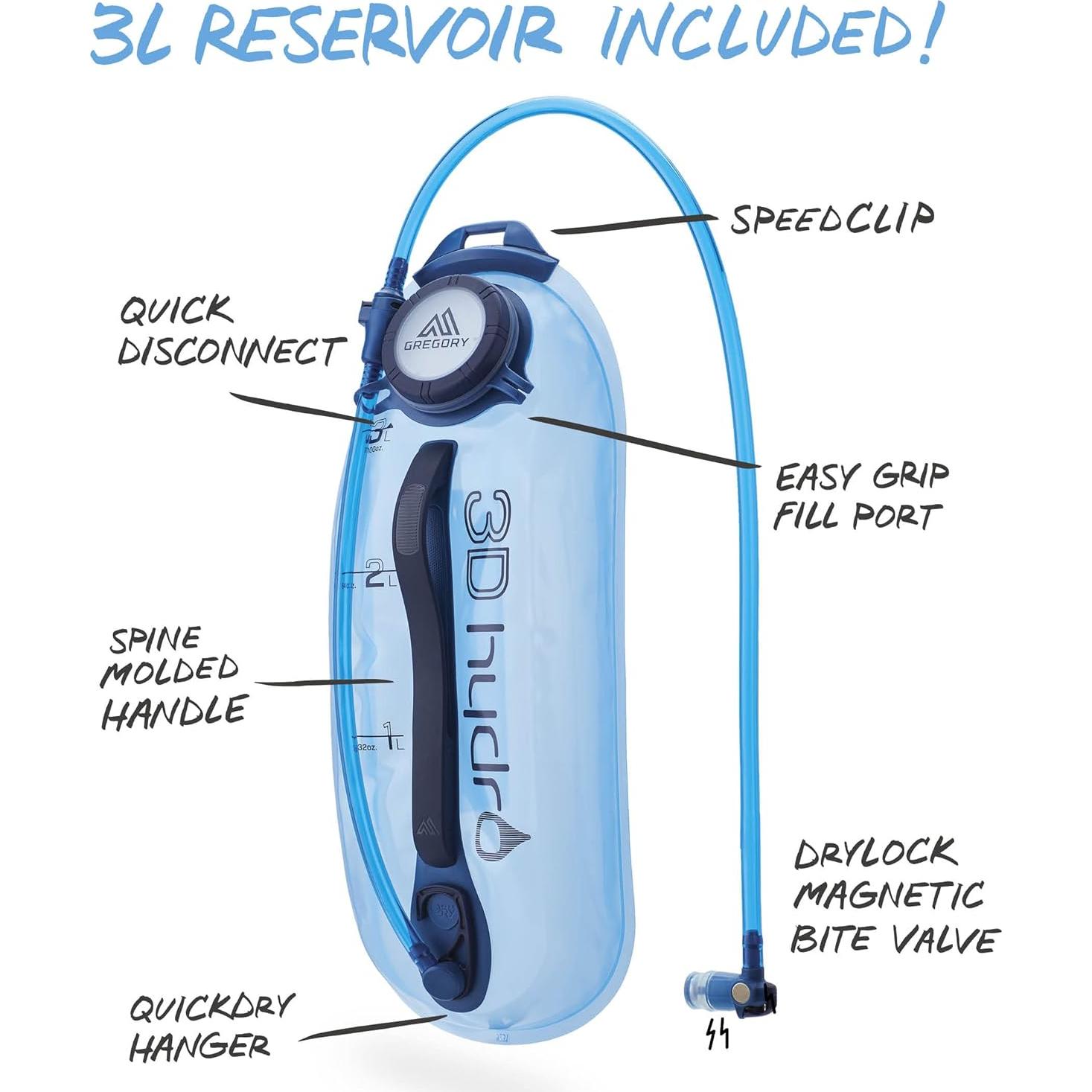 Mochila Unisex Gregory Salvo 8L H2O con Reservorio 3L Negra