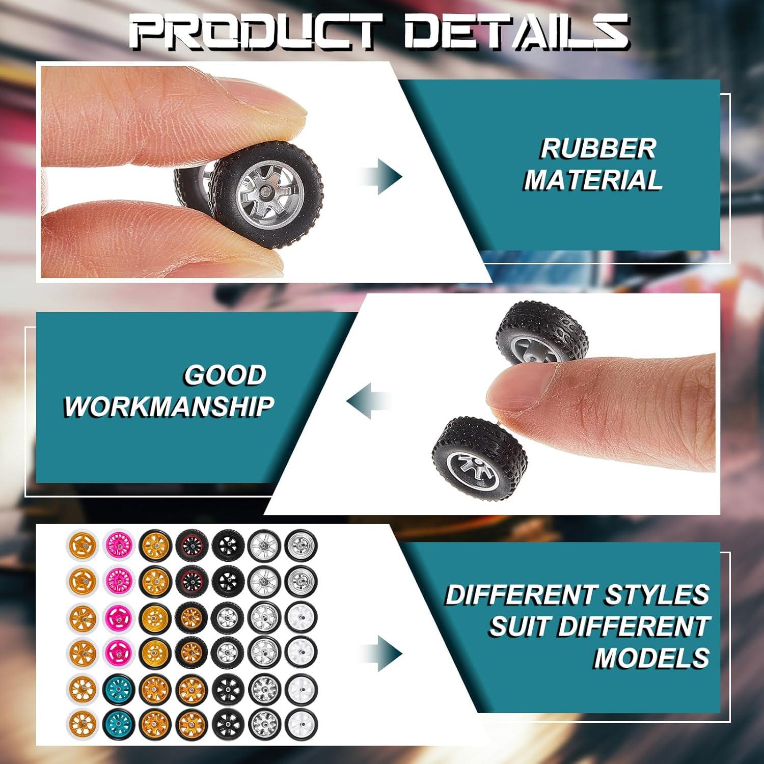 Ruedas de Reemplazo Poen 21 Juegos 1:64 Neumáticos Goma