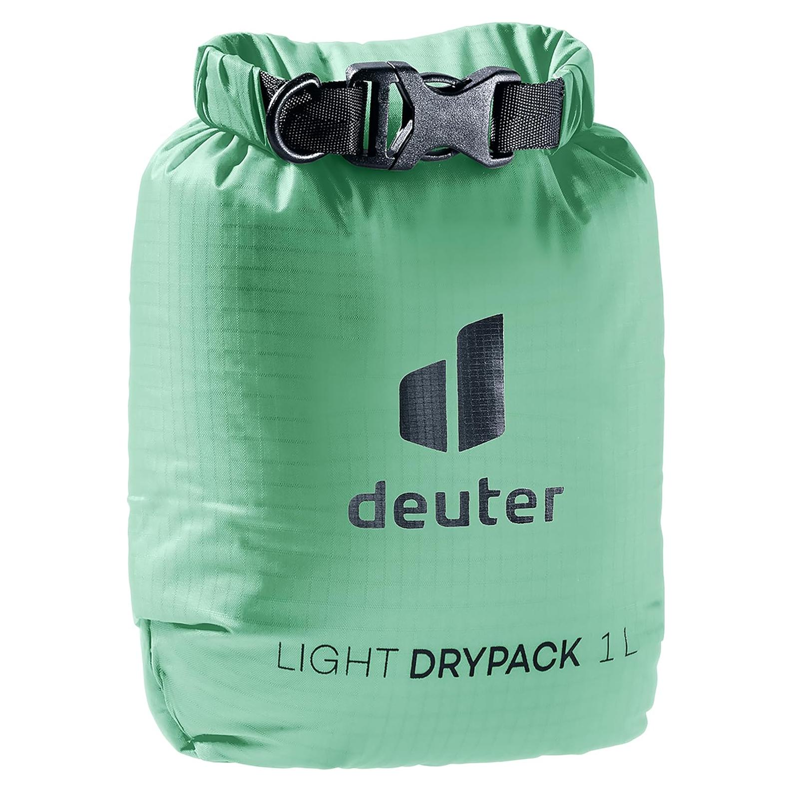 Deuter Light Drypack 1, Water-Resistant 1-Liter Ripstop Roll-Top Dry Pack Sack Keeps Gear Dry for Hiking, Trekking, Camping & Kayaking - Spearmint