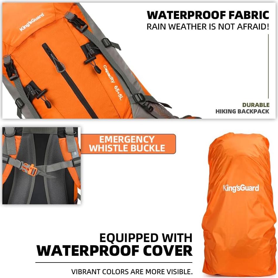 Mochila de Senderismo 70L HongXingHai Impermeable Naranja