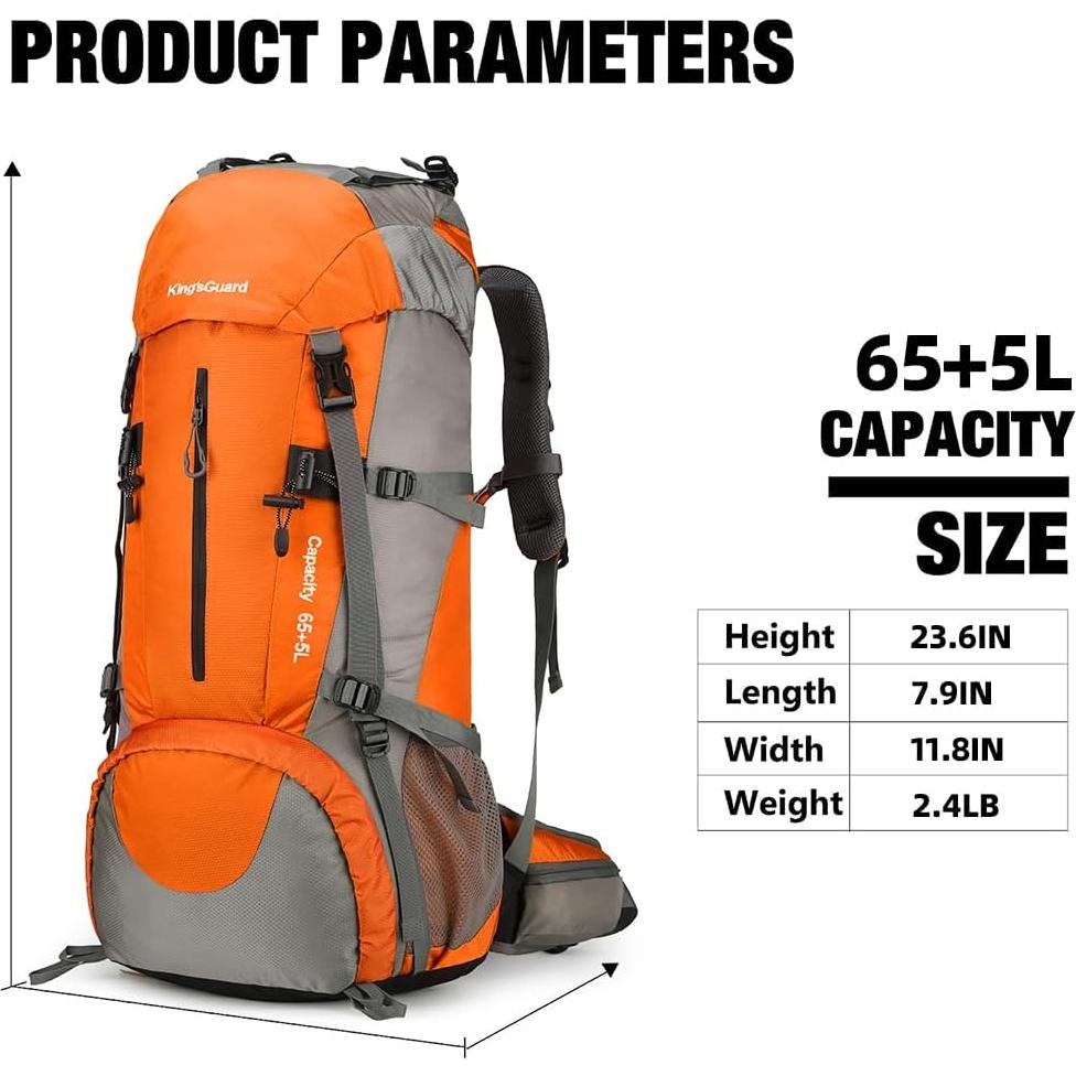 Mochila de Senderismo 70L HongXingHai Impermeable Naranja