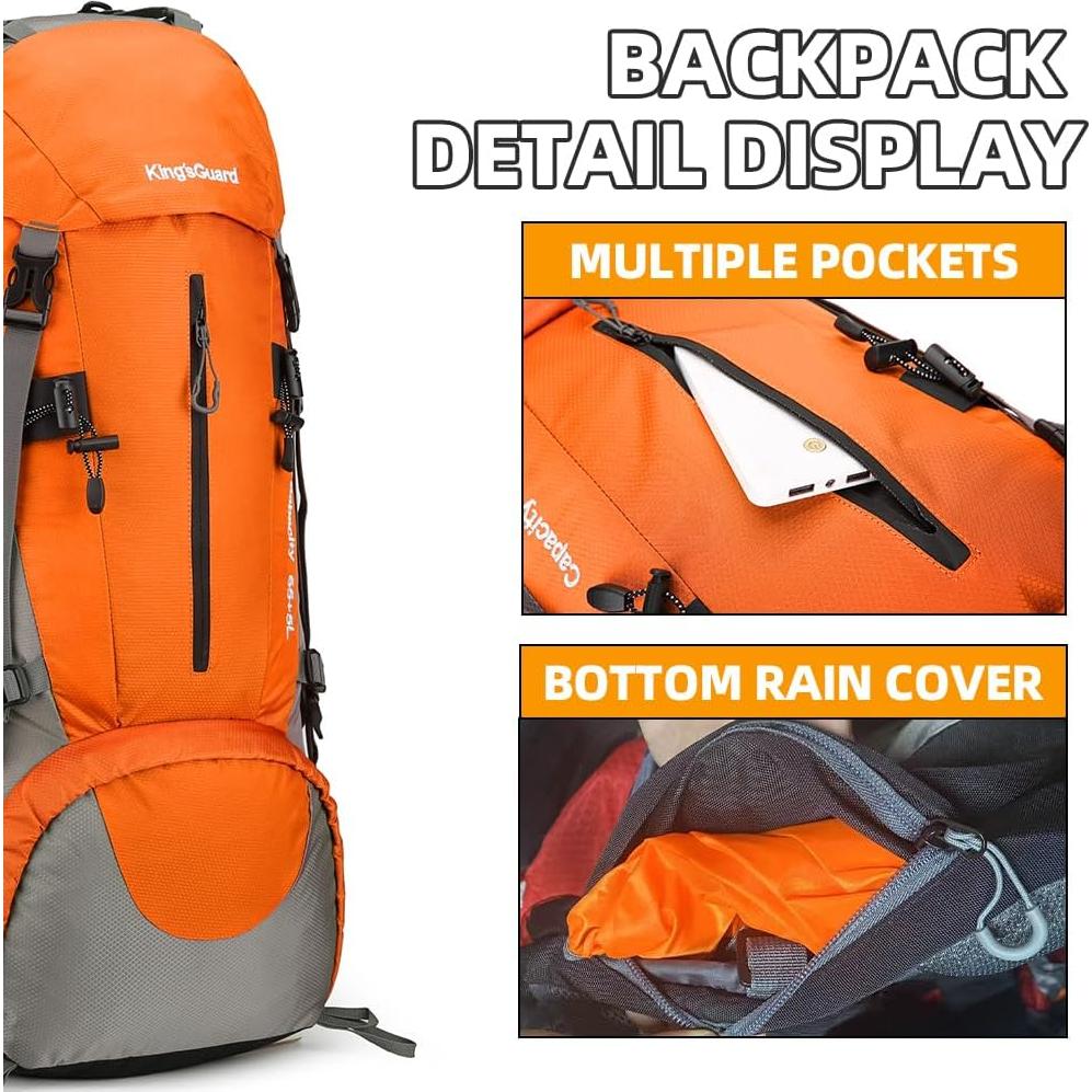 Mochila de Senderismo 70L HongXingHai Impermeable Naranja