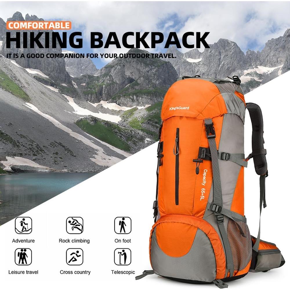 Mochila de Senderismo 70L HongXingHai Impermeable Naranja