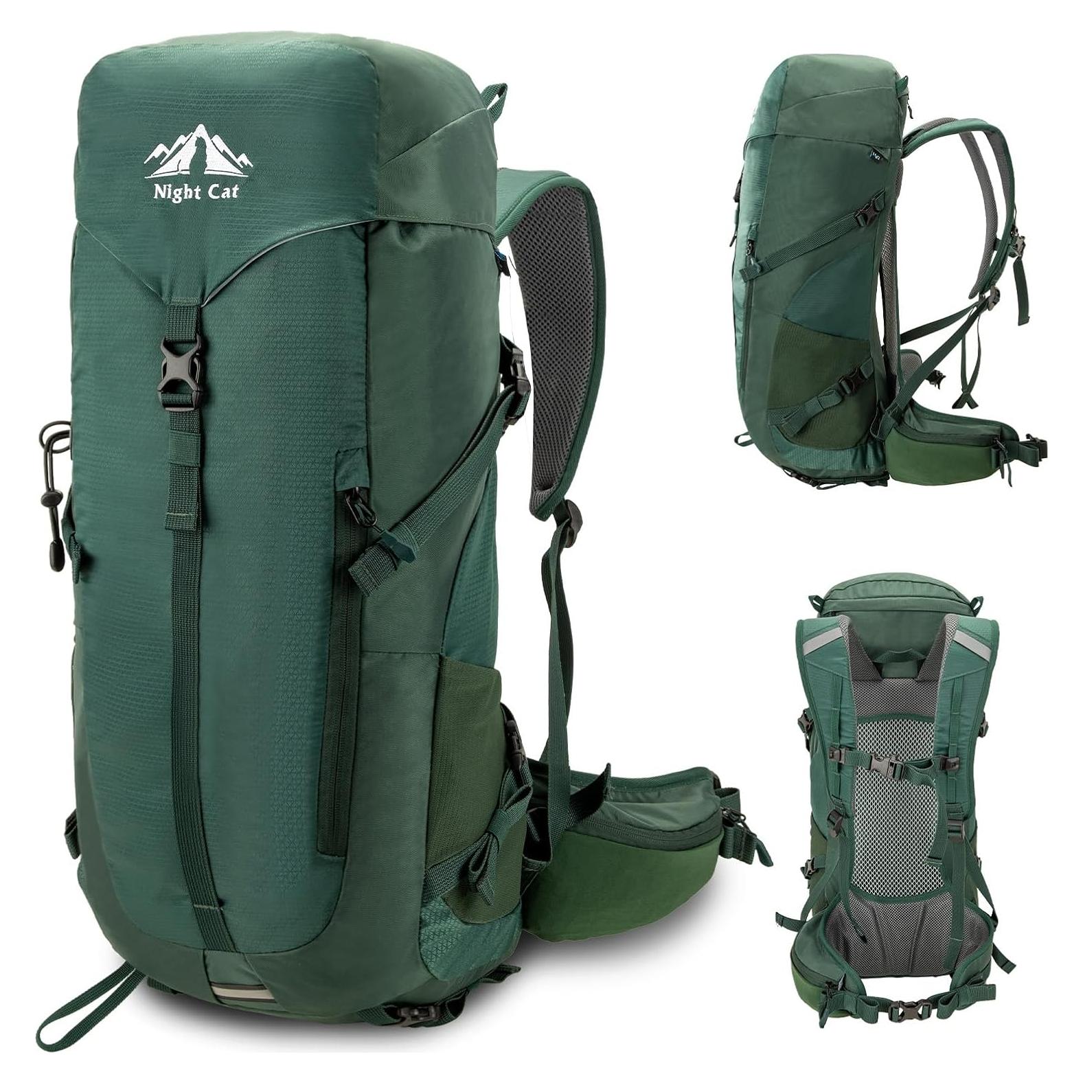 Internal-frame Hiking Backpack: 30L Camping Backpack for Men Women Lightweight Waterproof Rain Cover Green