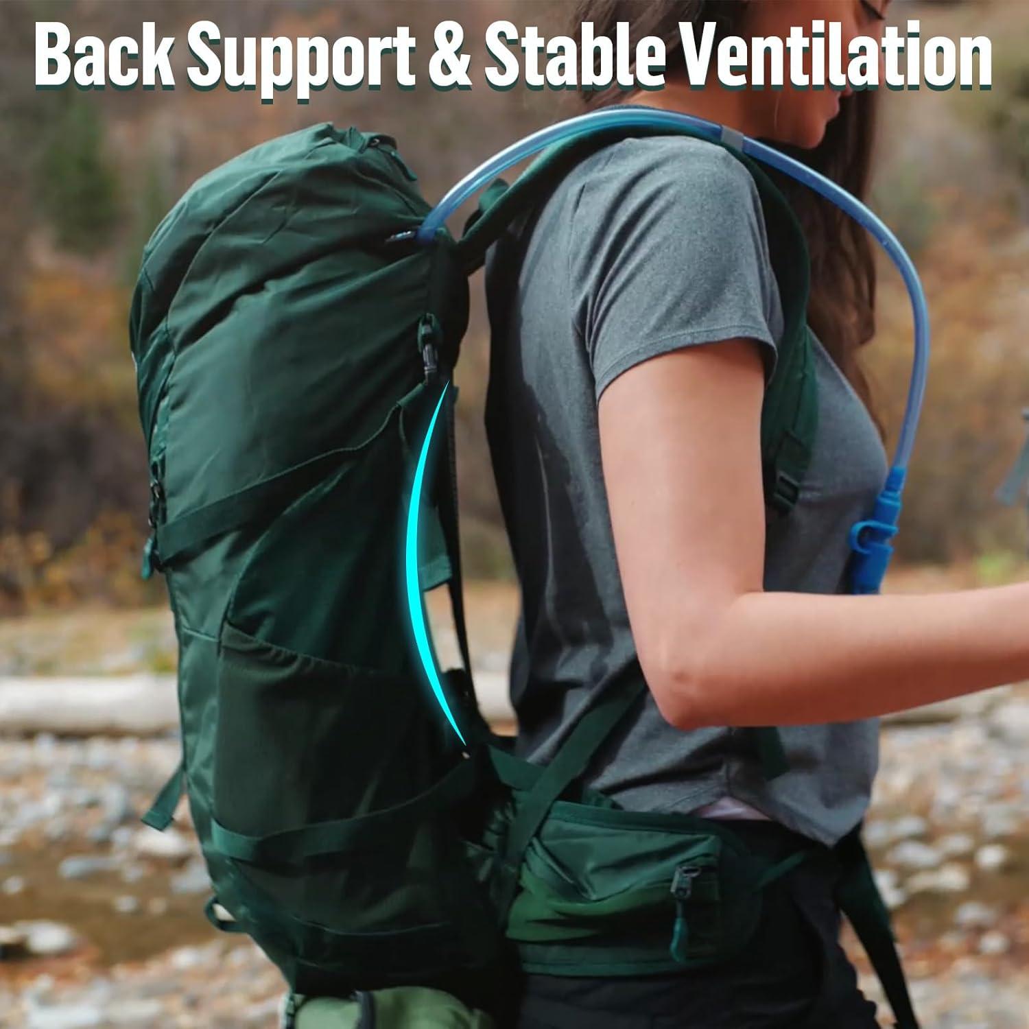 Internal-frame Hiking Backpack: 30L Camping Backpack for Men Women Lightweight Waterproof Rain Cover Green