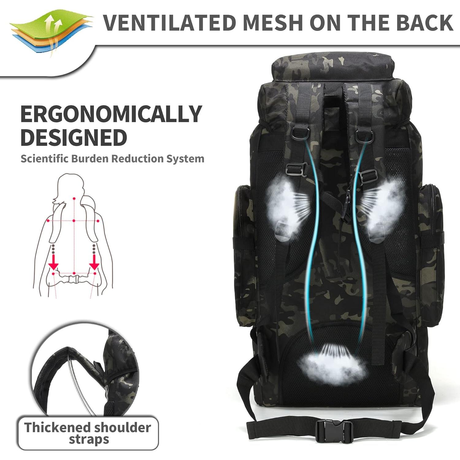 Mochila táctica King'sGuard 70L impermeable para senderismo