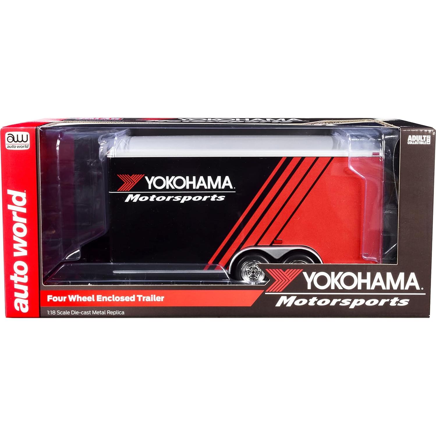Remolque Cerrado Auto World 1/18 Yokohama Negro/Rojo