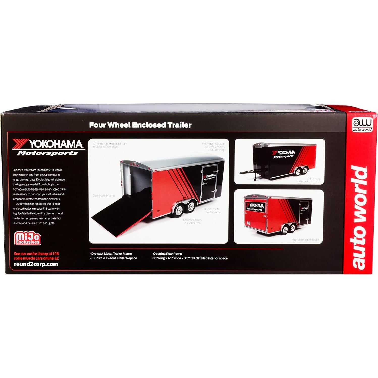 Remolque Cerrado Auto World 1/18 Yokohama Negro/Rojo