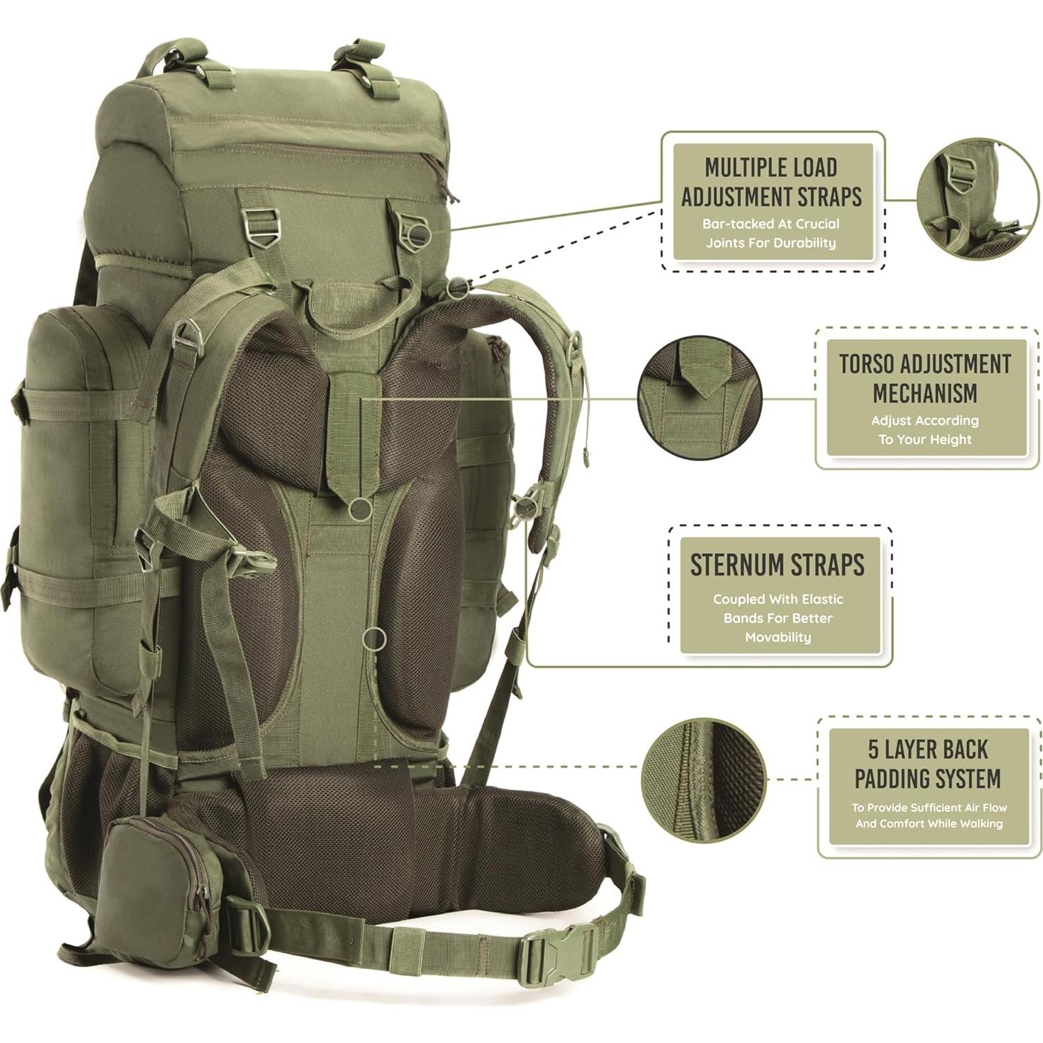 Mochila de Trekking Tripole Gears Colonel 95L Verde Ejército