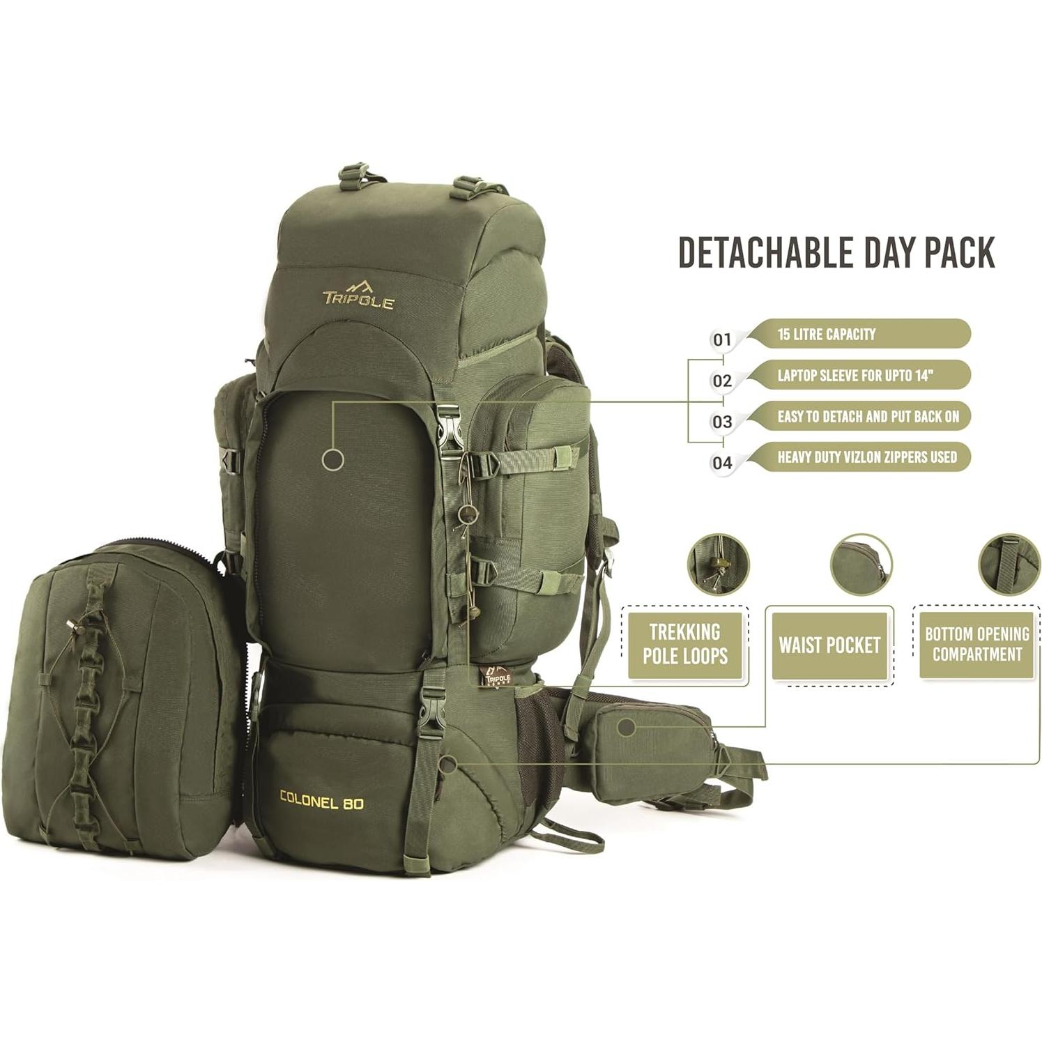 Mochila de Trekking Tripole Gears Colonel 95L Verde Ejército