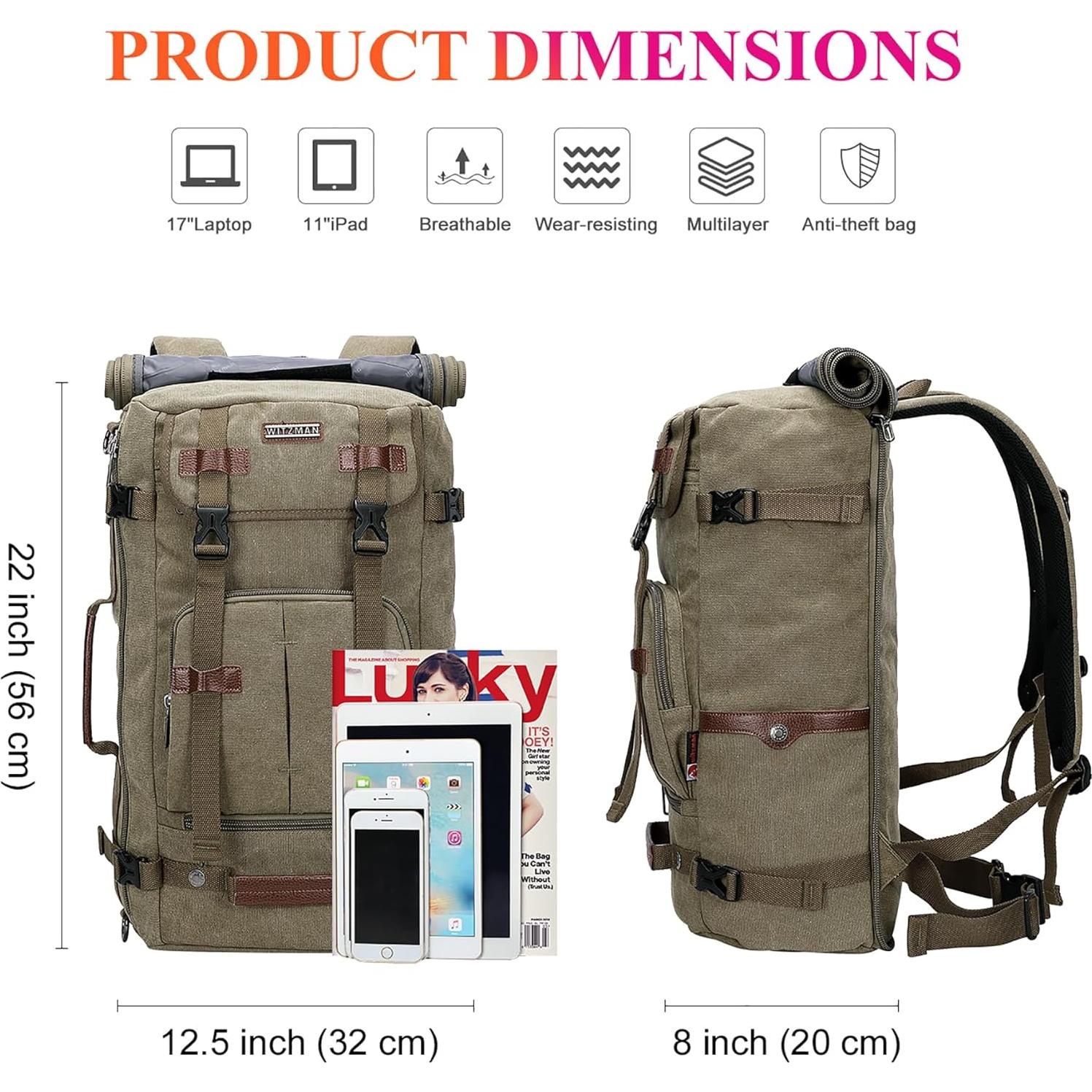 Mochila de Lona WITZMAN Verde Claro 56x31.75x20.32 cm