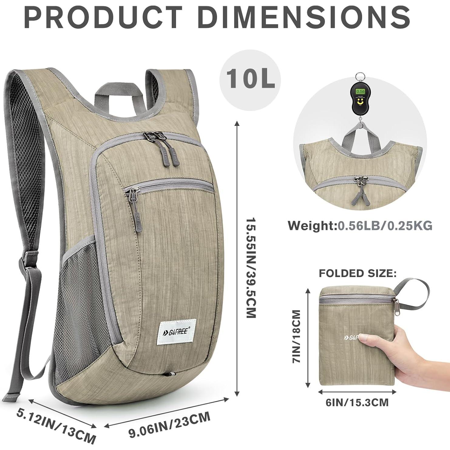 Mochila de Senderismo Plegable G4Free 10L Aqua Ligera