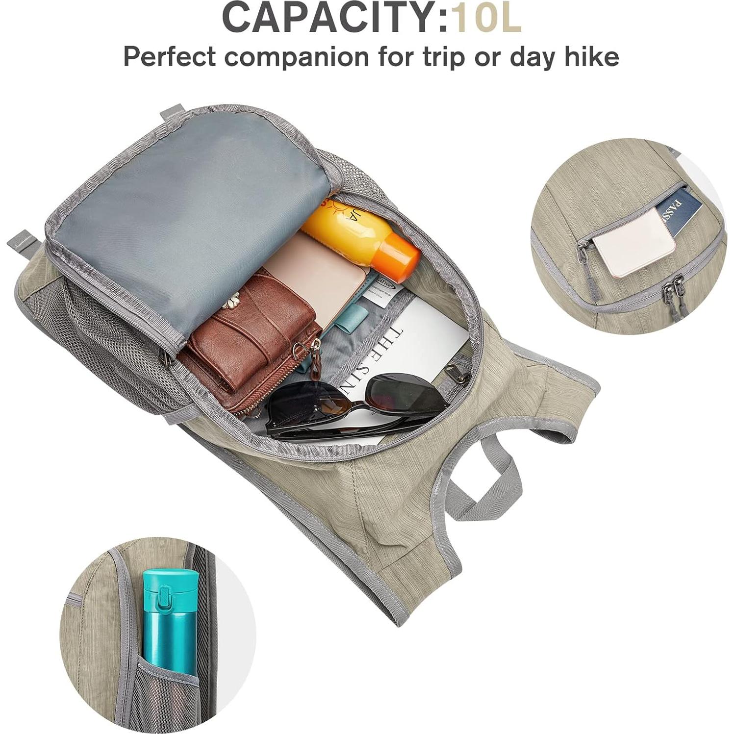 Mochila de Senderismo Plegable G4Free 10L Aqua Ligera