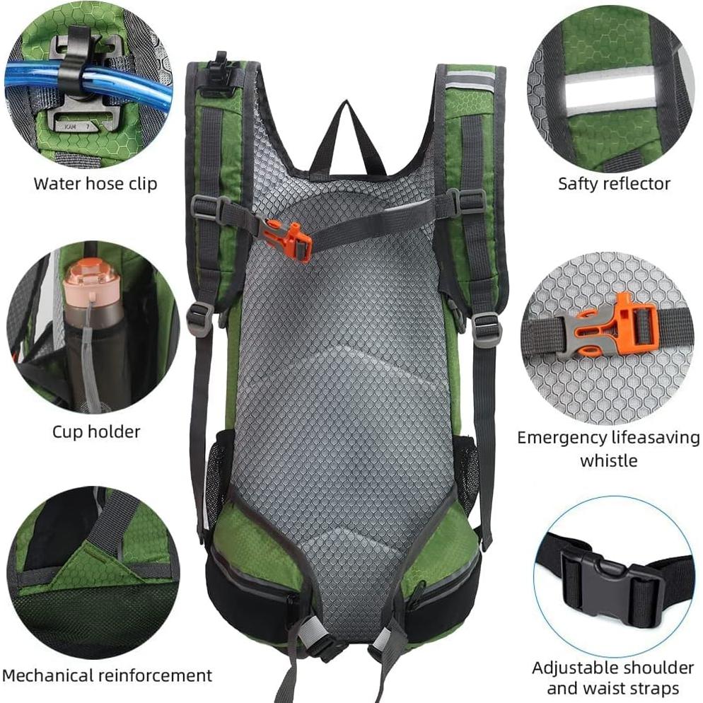 Mochila de Senderismo Impermeable Lemuvlt 15L Oliva
