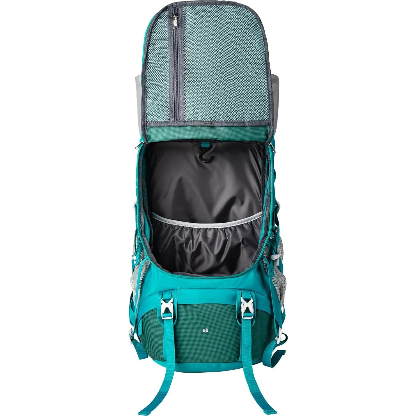 50L Hiking Backpack, Lightweight Hiking Daypack with Waterproof Rain Cover, Outdoor Travel Backpack for Climbing Camping Touring (Green)