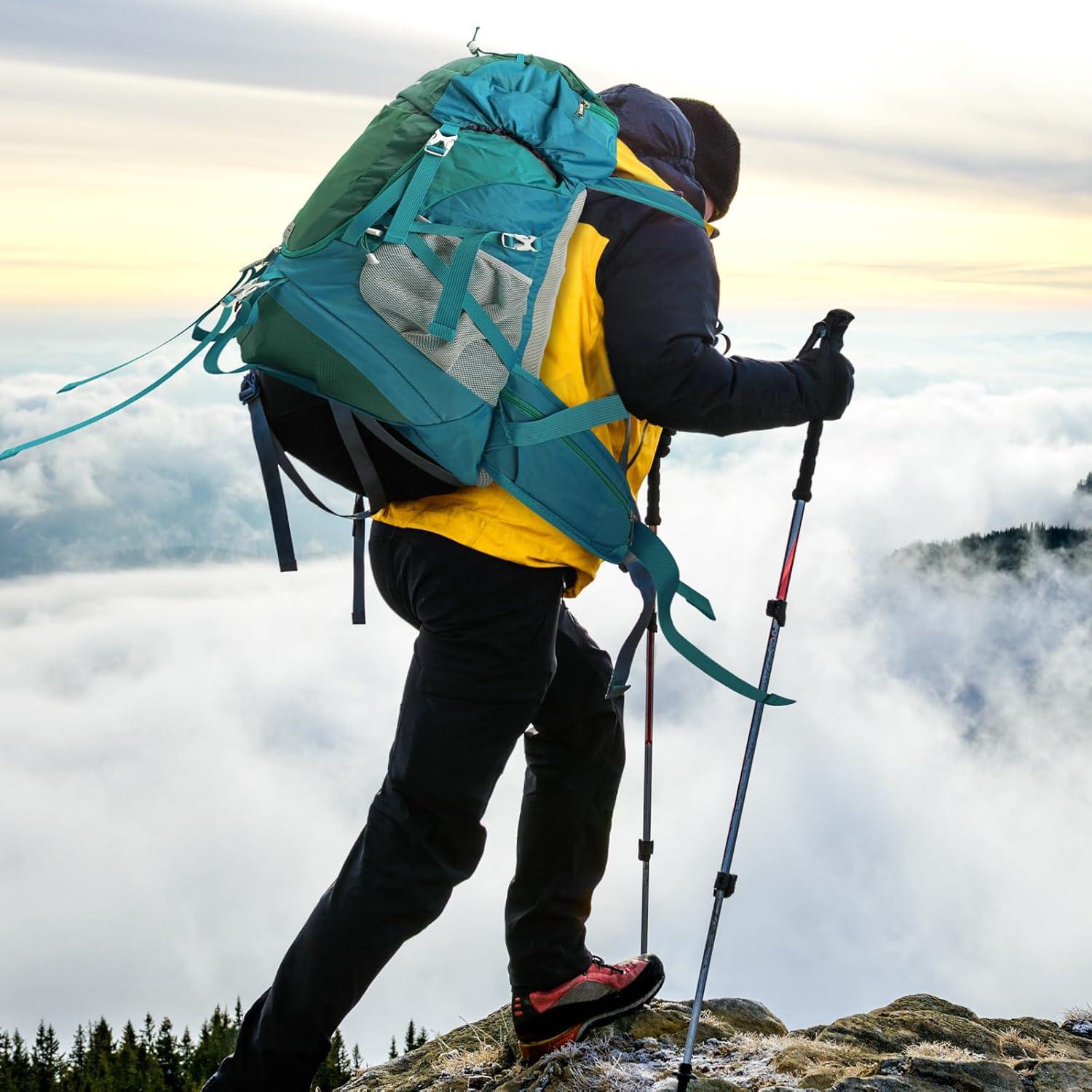 50L Hiking Backpack, Lightweight Hiking Daypack with Waterproof Rain Cover, Outdoor Travel Backpack for Climbing Camping Touring (Green)