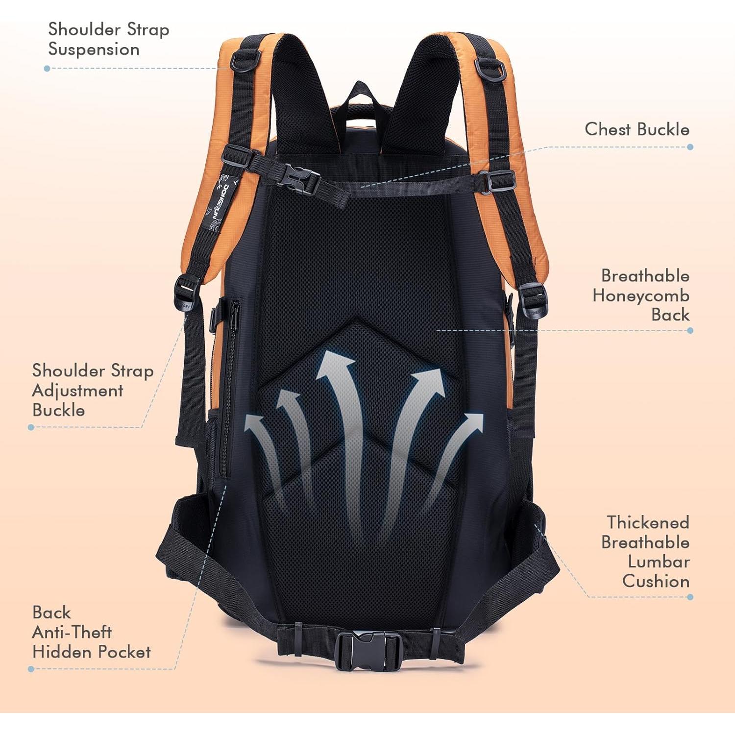 BAGZY Hiking Backpack Waterproof 80L Lightweight Travel Backpack Large Daypack Camping Backpacking for Men Women Black