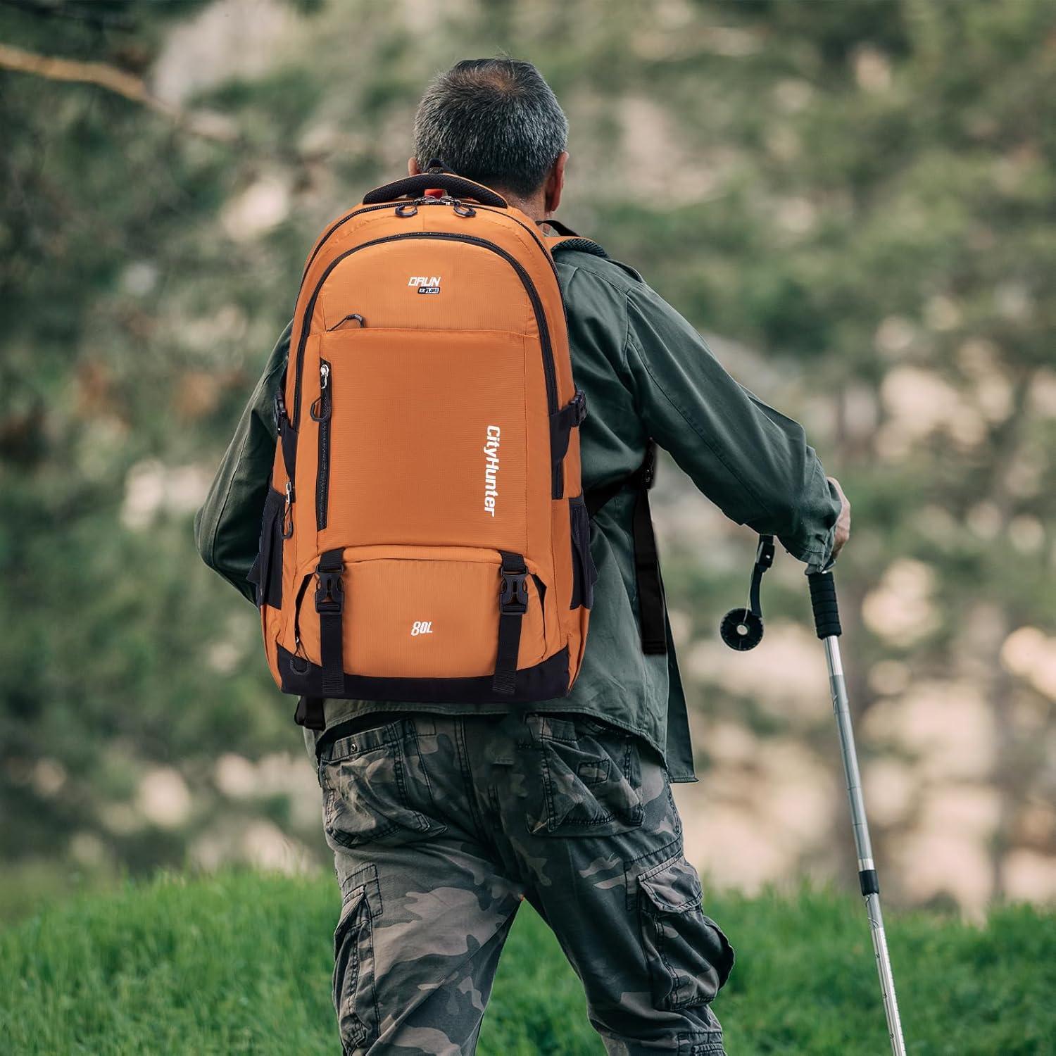 BAGZY Hiking Backpack Waterproof 80L Lightweight Travel Backpack Large Daypack Camping Backpacking for Men Women Black