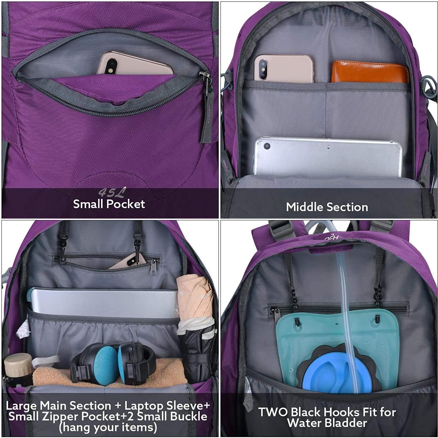 Mochila de Senderismo G4Free 45L Impermeable Unisex Roja