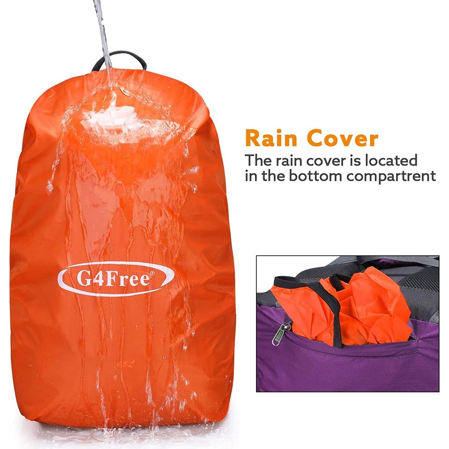 Mochila de Senderismo G4Free 45L Impermeable Unisex Roja