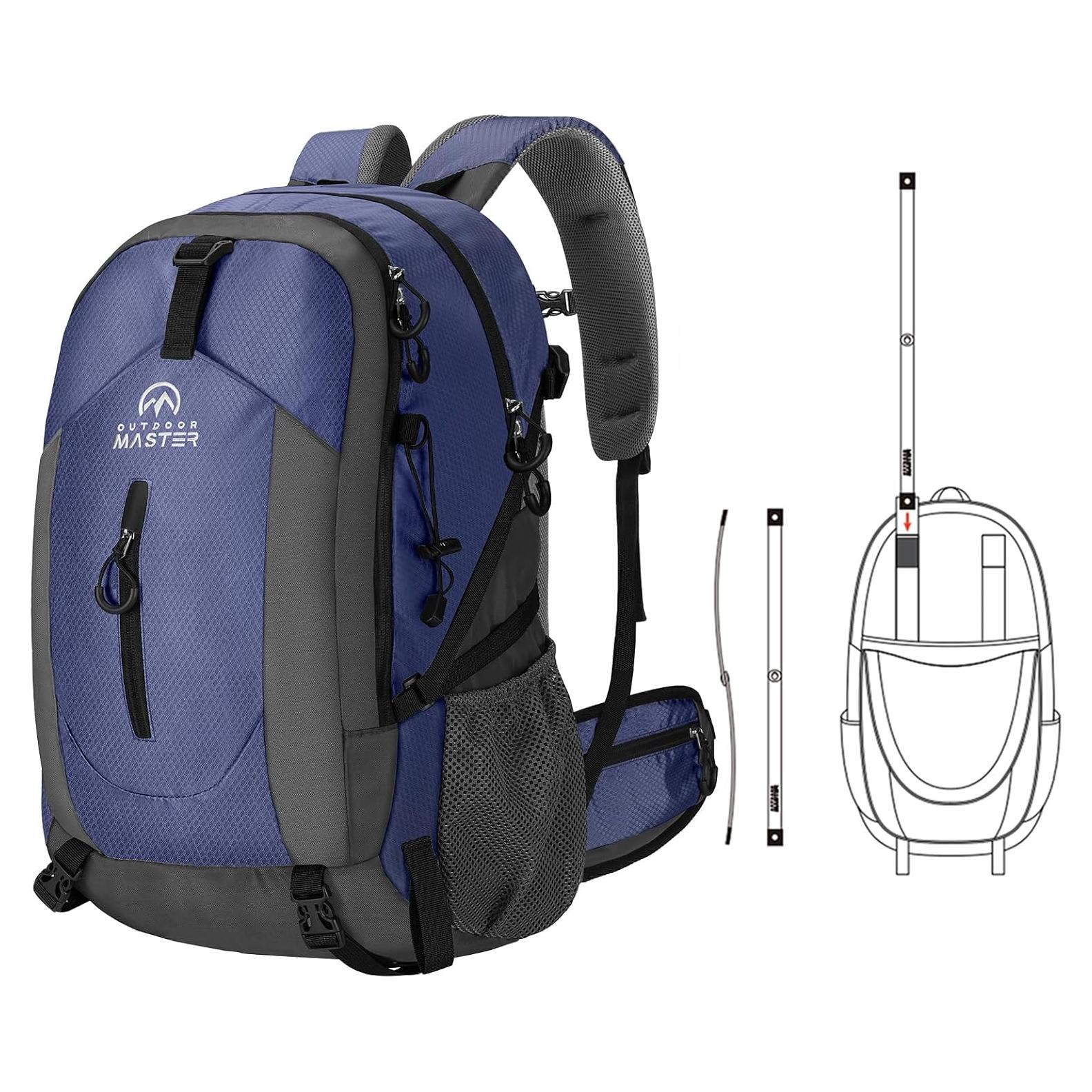Mochila de Senderismo OutdoorMaster 50L Impermeable Azul